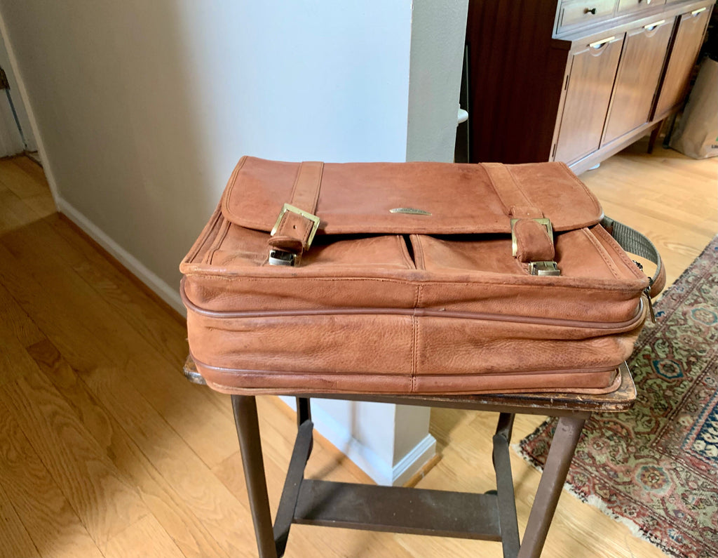 Samsonite Leather Soft Briefcase | Vintage Samsonite Leather Computer Bag | Leather Messenger Bag | Vintage Shoulder Briefcase