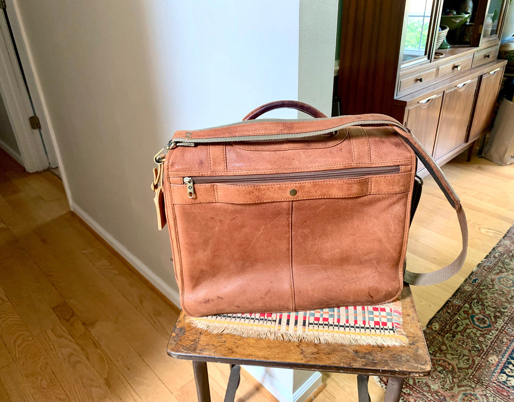 Samsonite Leather Soft Briefcase | Vintage Samsonite Leather Computer Bag | Leather Messenger Bag | Vintage Shoulder Briefcase