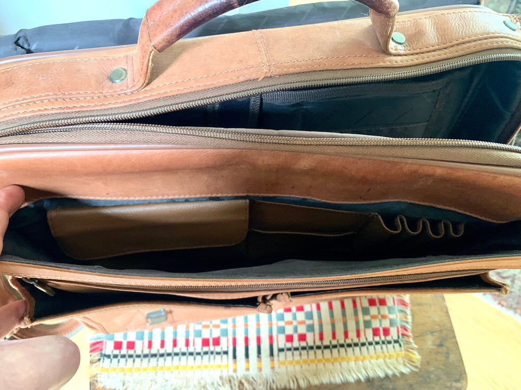 Samsonite Leather Soft Briefcase | Vintage Samsonite Leather Computer Bag | Leather Messenger Bag | Vintage Shoulder Briefcase