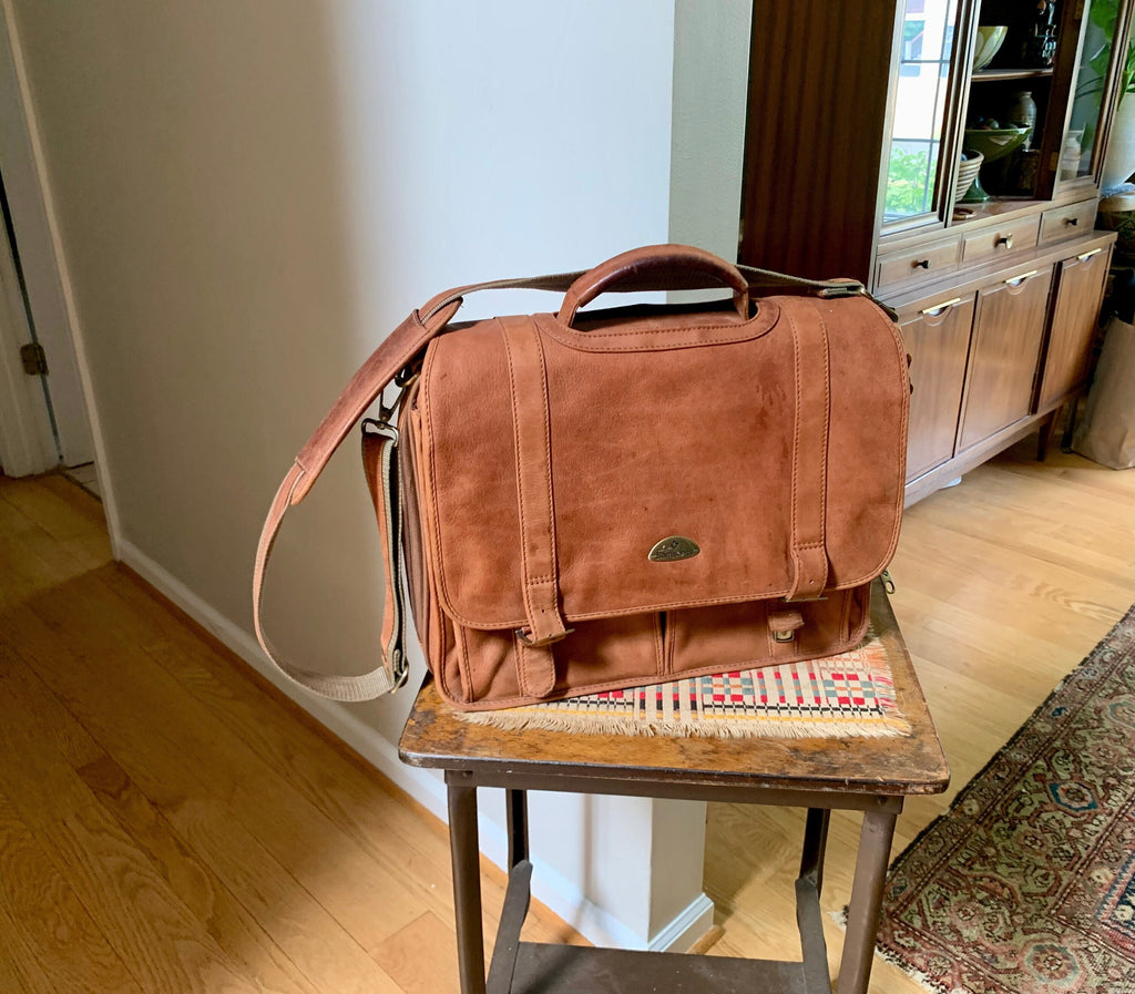 Samsonite Leather Soft Briefcase | Vintage Samsonite Leather Computer Bag | Leather Messenger Bag | Vintage Shoulder Briefcase