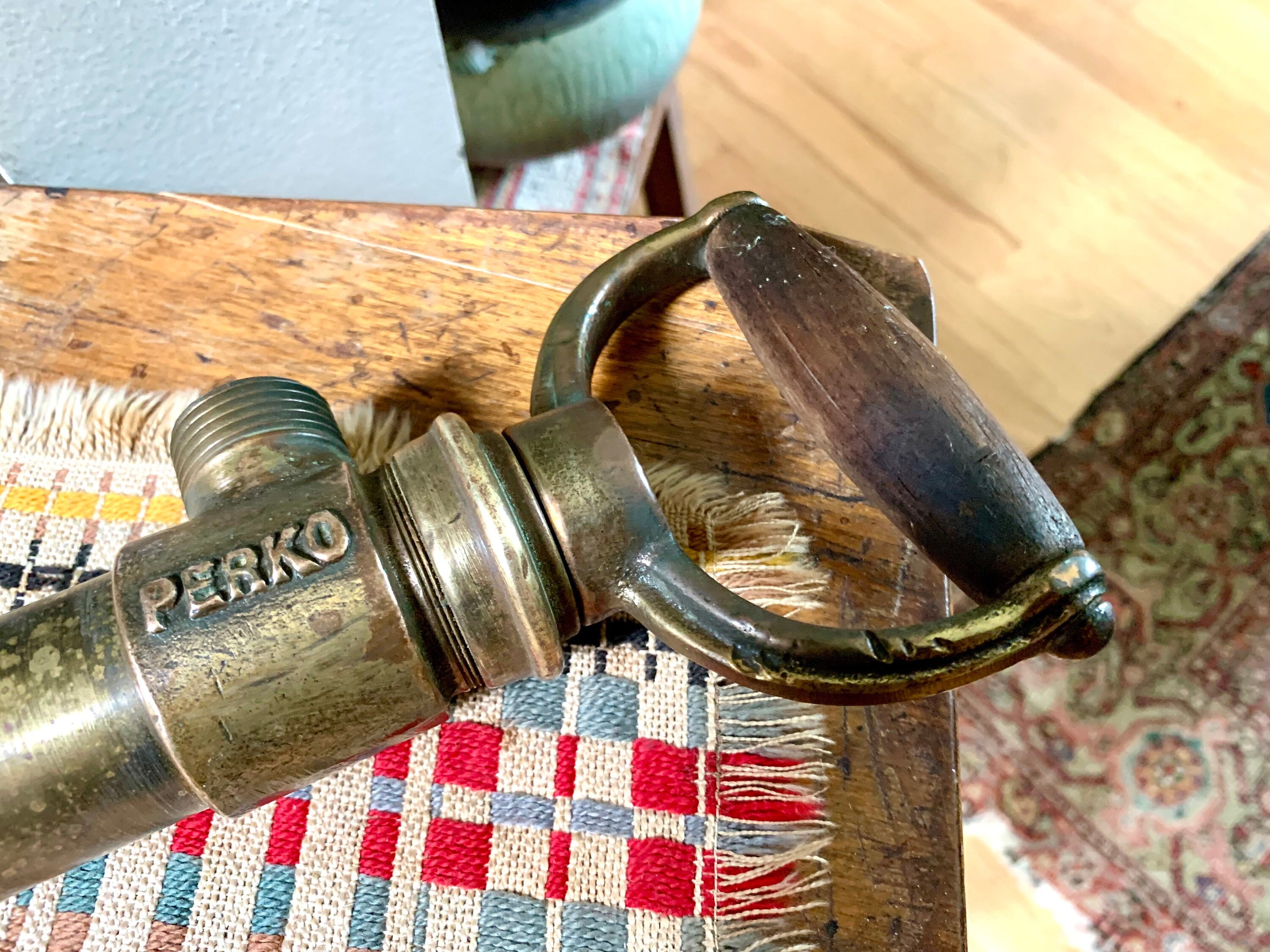 Antique Brass Perko Bilge Pump | Brass Hand Bilge Pump | Brass Hand Pump | Wood Handle Brass Perko Bilge Pump | 20"  Perko Bilge Pump