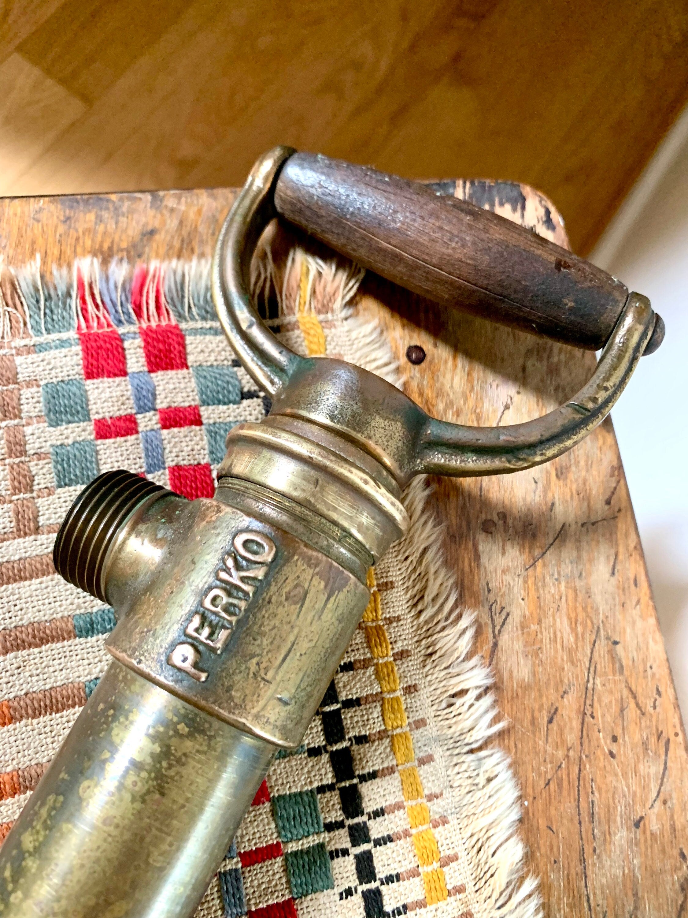 Antique Brass Perko Bilge Pump | Brass Hand Bilge Pump | Brass Hand Pump | Wood Handle Brass Perko Bilge Pump | 20"  Perko Bilge Pump