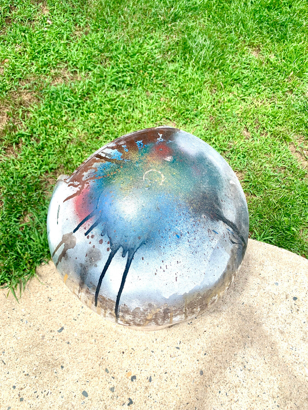 1950's Metal Bullet Trash Can | Vintage Distressed MCM Trash Can | Rustic Torpedo Trash Can | Cone Dome Trash Can | Dome Top Industrial Can