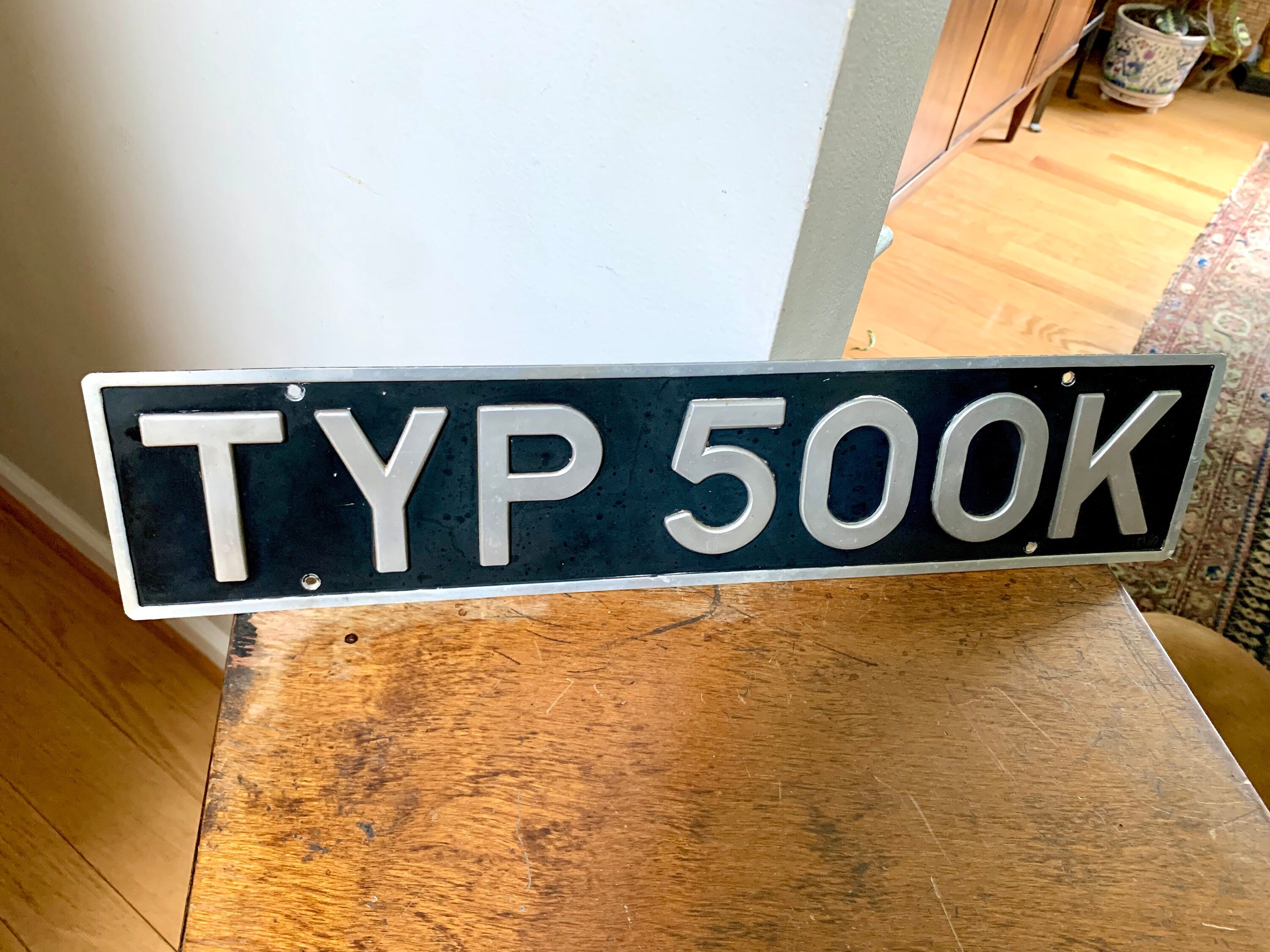 Mercedes Type 500K Euro License Plate | Euro Type 500K Black and Silver License Plate | Vintage Type 500K Name Plate | Mercedes Benz 500K Euro Plate