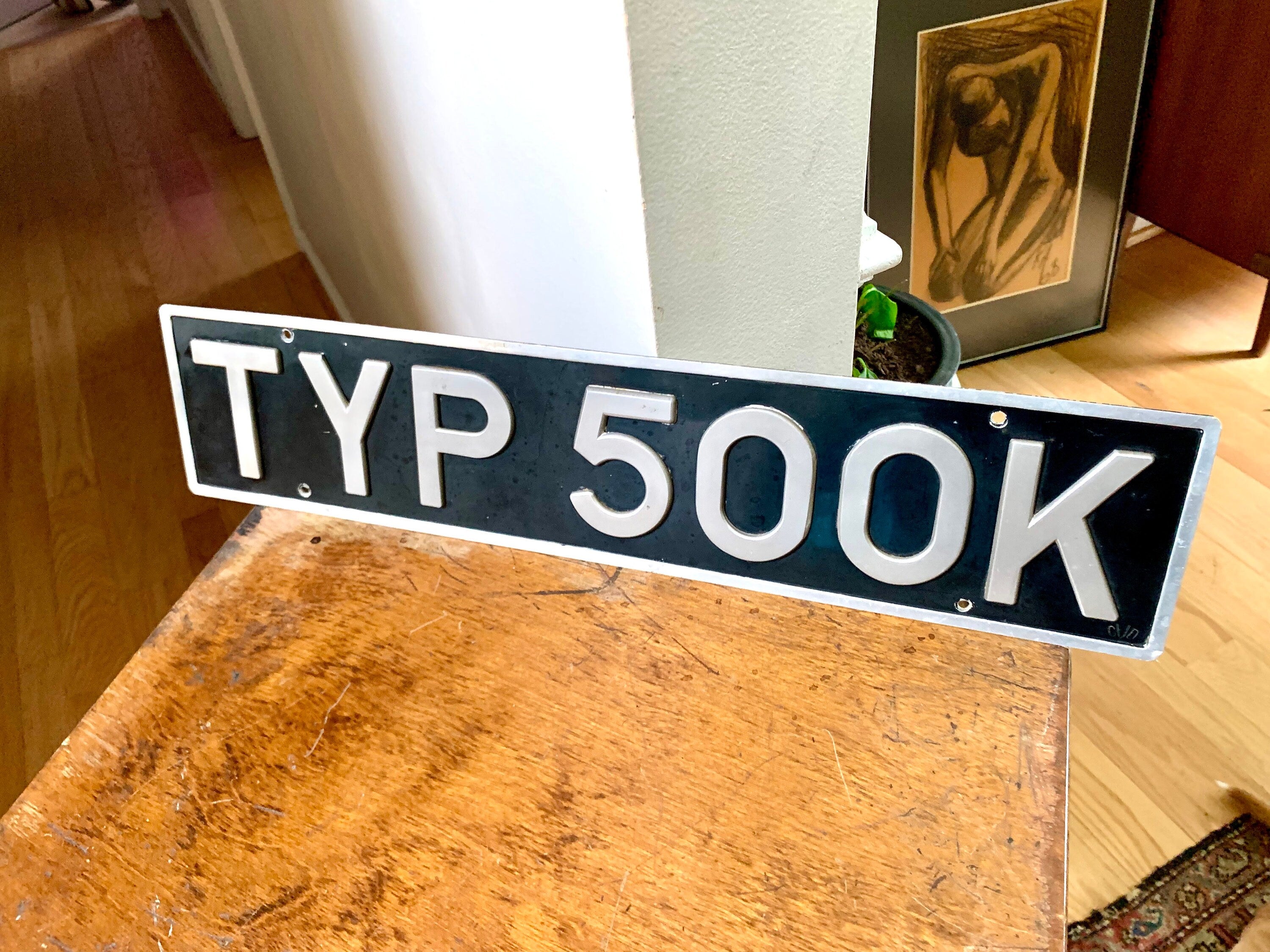 Mercedes Type 500K Euro License Plate | Euro Type 500K Black and Silver License Plate | Vintage Type 500K Name Plate | Mercedes Benz 500K Euro Plate