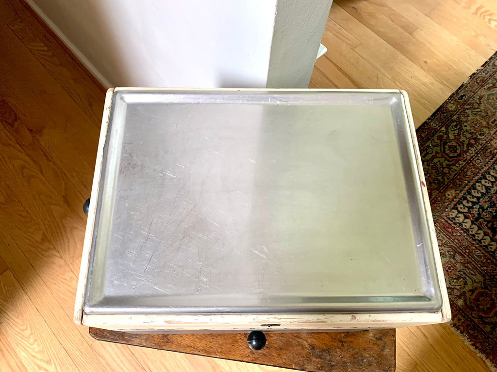 1940's Rilling Koolerwave Wood Salon Box | Vintage Rilling Three Drawer Hair Dressers Box | 1940's Storage Box | Stainless Steel Top Box