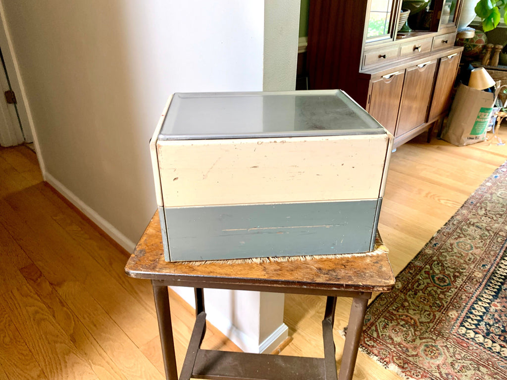 1940's Rilling Koolerwave Wood Salon Box | Vintage Rilling Three Drawer Hair Dressers Box | 1940's Storage Box | Stainless Steel Top Box