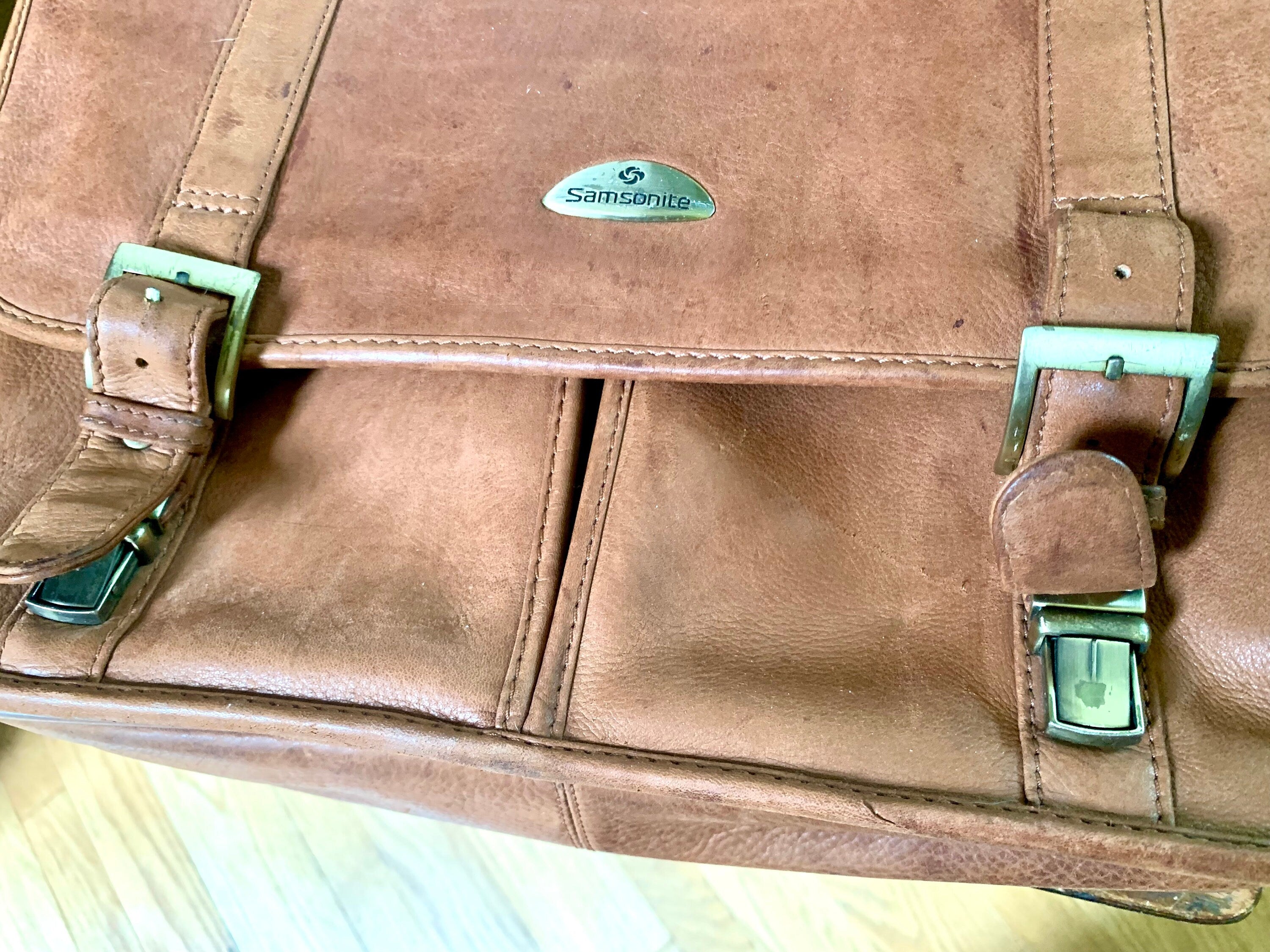 Samsonite Leather Soft Briefcase | Vintage Samsonite Leather Computer Bag | Leather Messenger Bag | Vintage Shoulder Briefcase