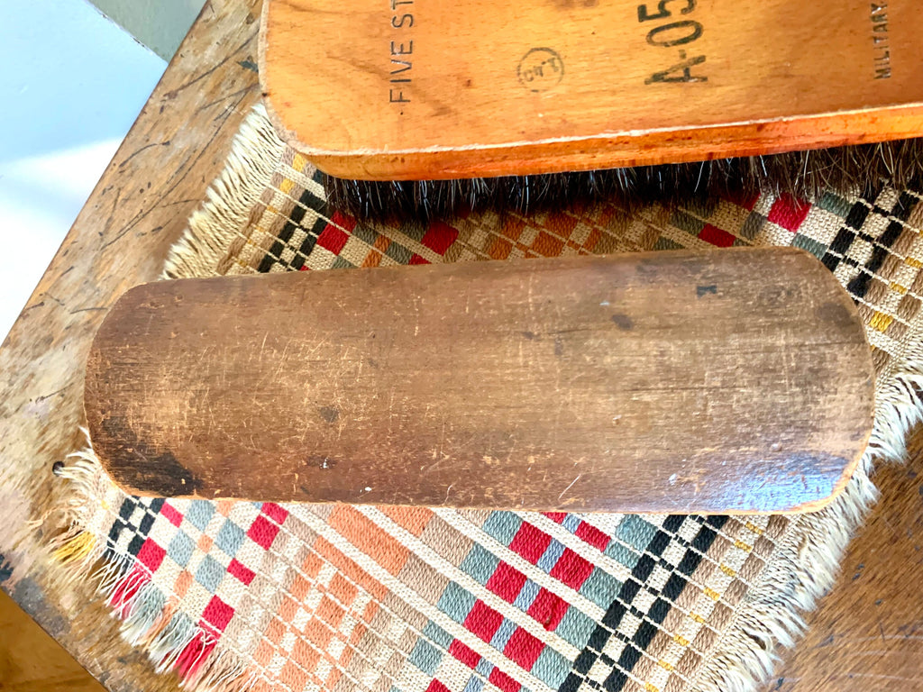 Pair of 2 Wooden Shoe Polishing Brushes | 2 Shoe Shine Brushes | Horse Hair Shoe Brushes | Wood Shoe Shine Brushes | Military Outfitters Shoe Brush