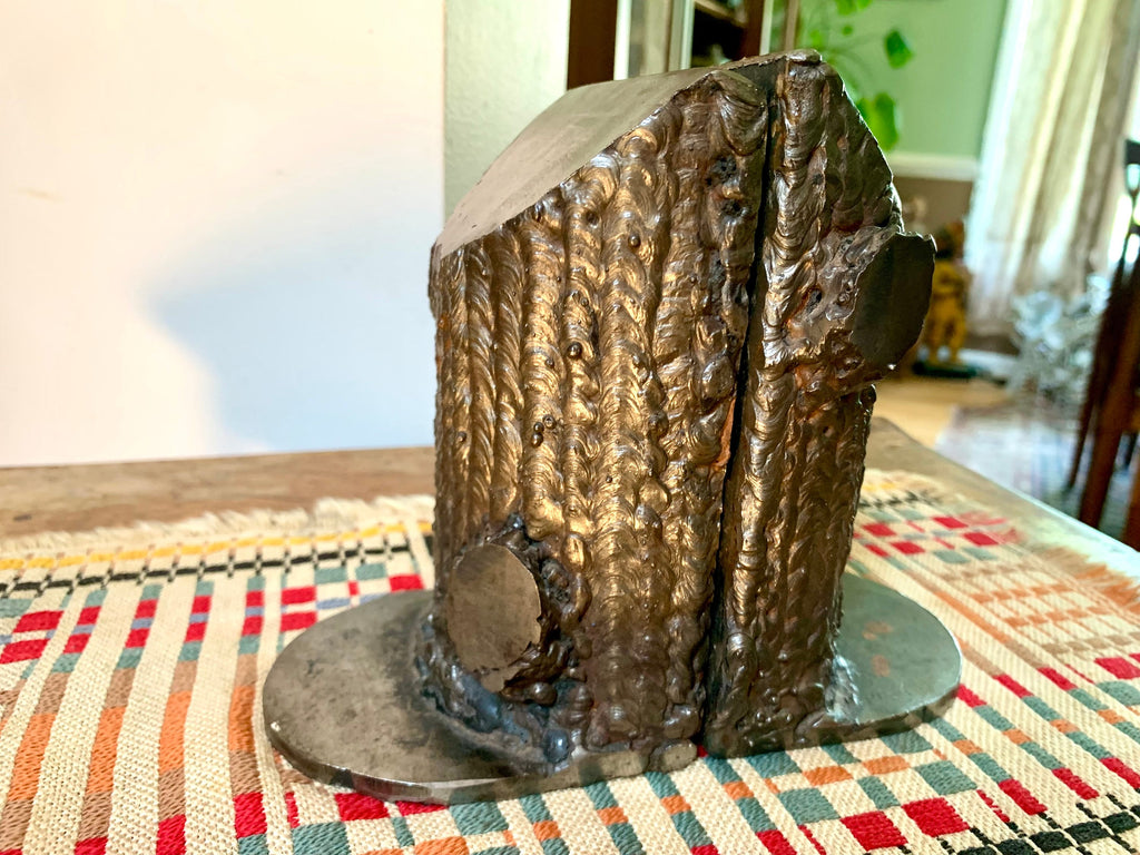 Metal Handmade Tree Trunk Bookends | Vintage Welded Metal Tree Trunk Bookends | Metal Tree Trunk Door Stops | Folk Art Tree Bookends