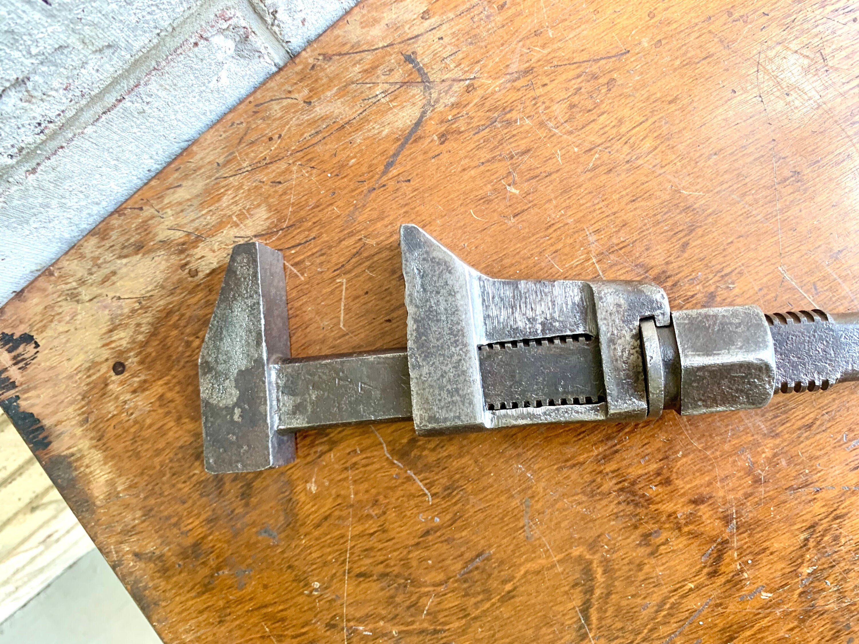 Vtg Bemis & Call Co. Railroad Monkey Wrench | Bemis and Call Pipe Wrench | 15 1/4" Railroad Adjustable Wrench | Distressed Wrench