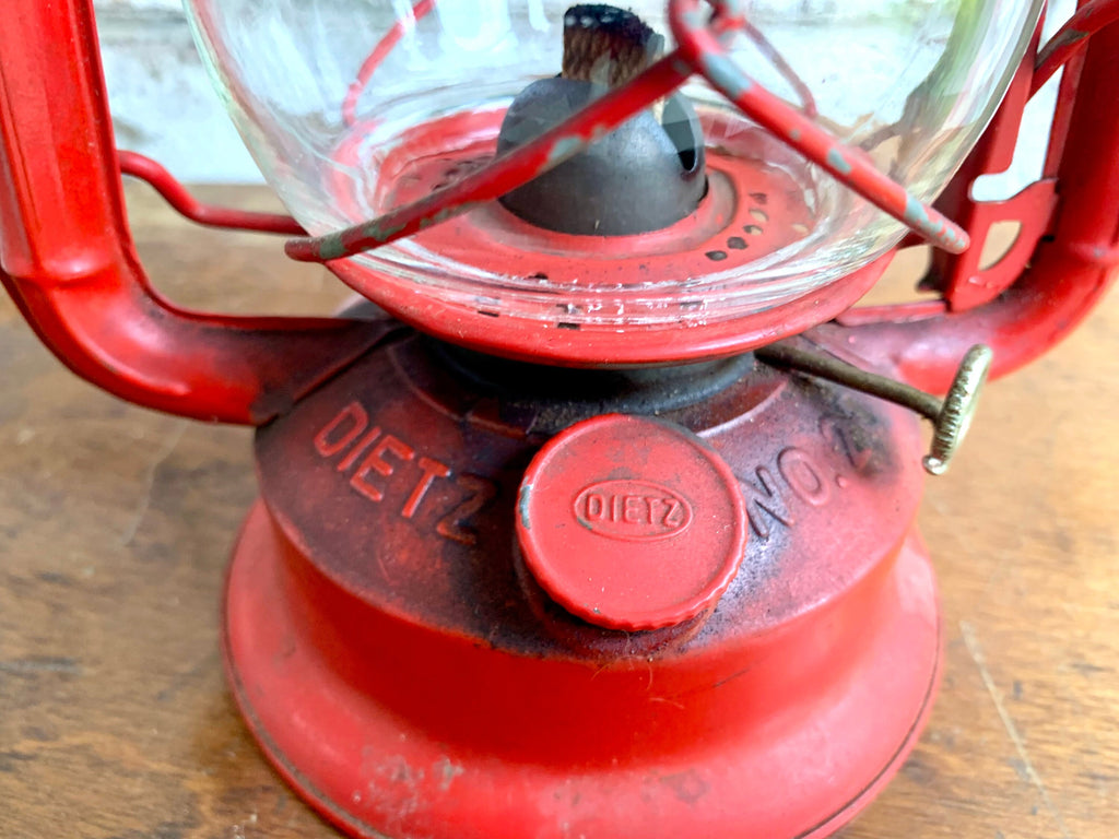 Vtg Red Dietz Junior Lantern | Vtg Dietz Junior Railroad Lantern | Rustic Kerosine Lantern | New York Red No. 20 Lantern