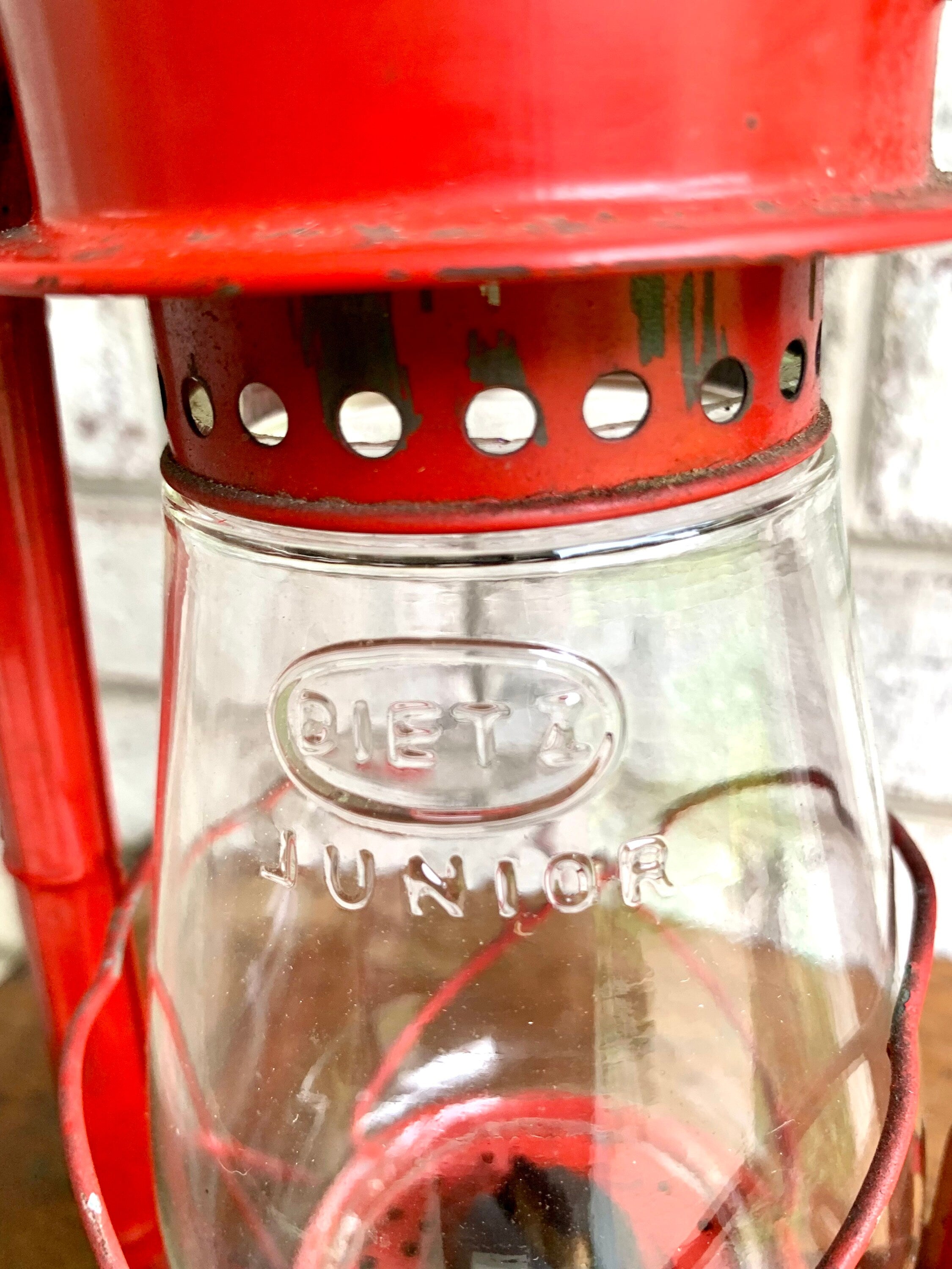 Vtg Red Dietz Junior Lantern | Vtg Dietz Junior Railroad Lantern | Rustic Kerosine Lantern | New York Red No. 20 Lantern