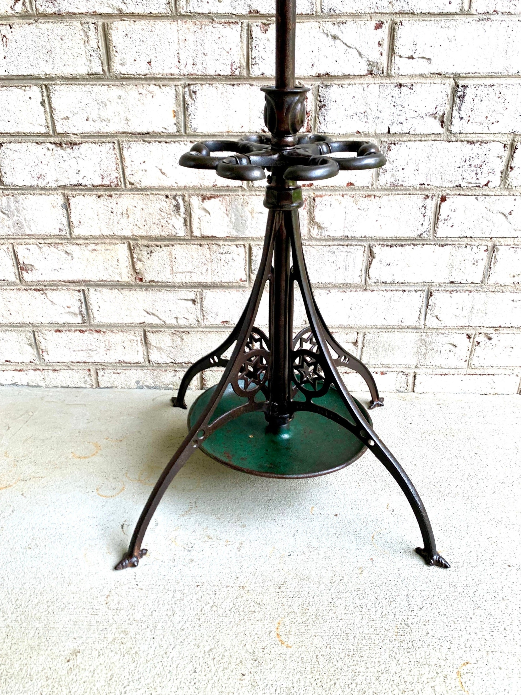 Antique Japanned Metal Hall Tree | Ornate Metal Hall Tree | Metal Barbershop Hall Tree | Unbreakable Hall Tree| Metal Coat and Umbrella Rack