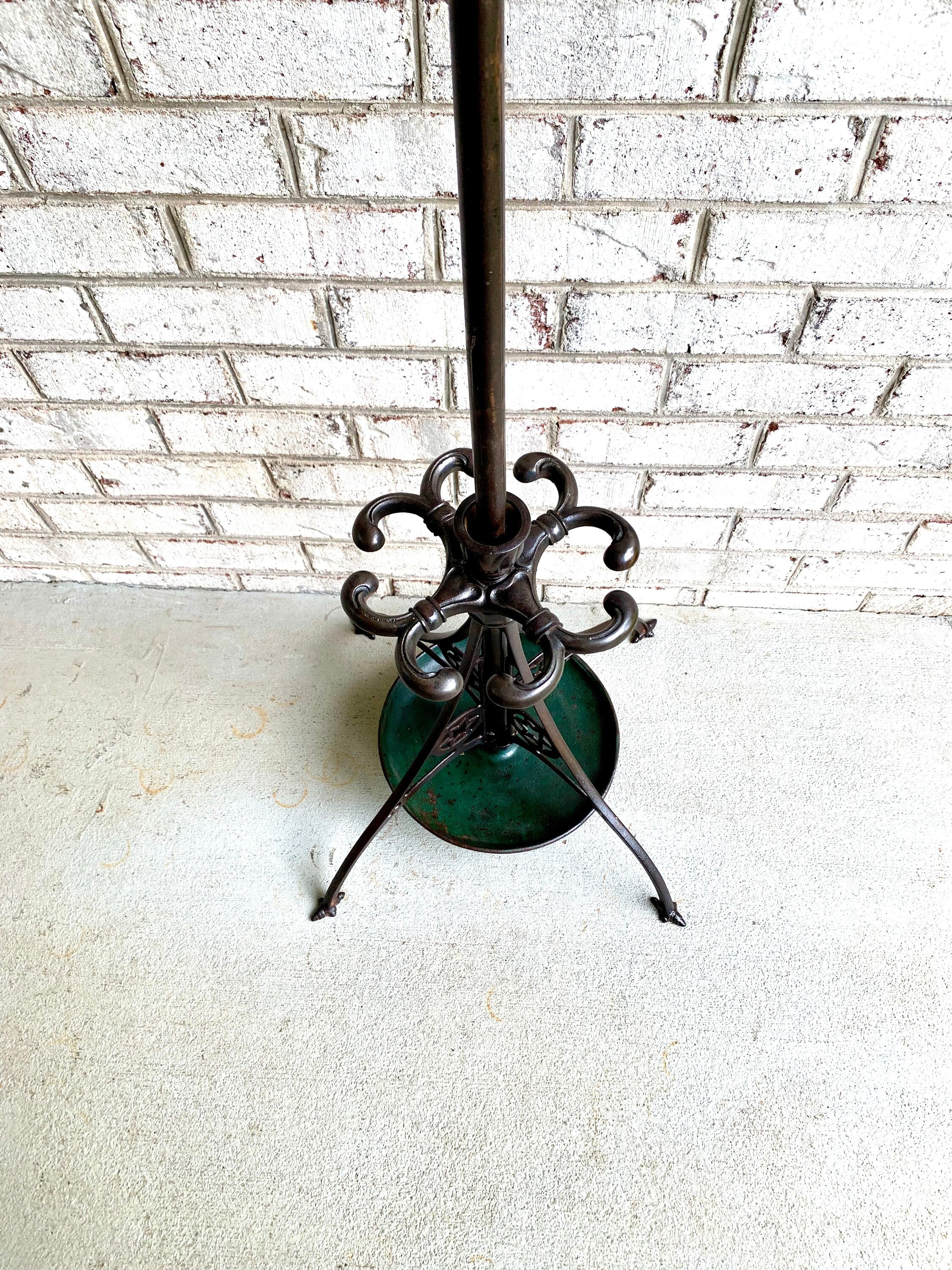 Antique Japanned Metal Hall Tree | Ornate Metal Hall Tree | Metal Barbershop Hall Tree | Unbreakable Hall Tree| Metal Coat and Umbrella Rack