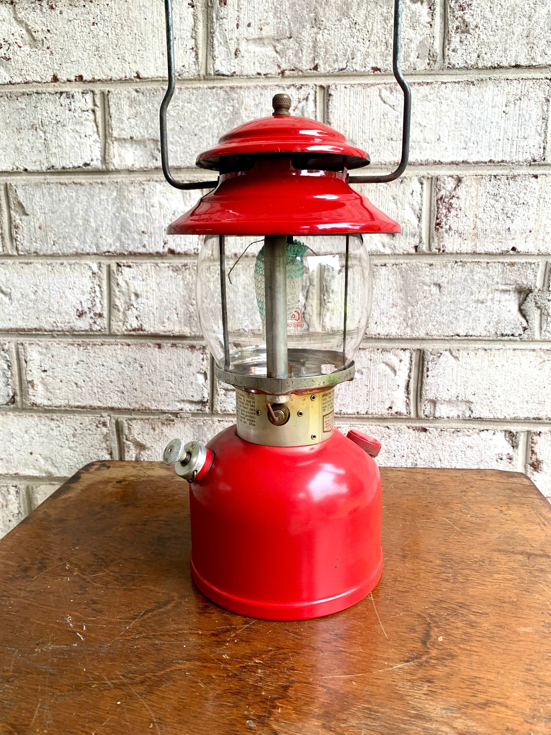 Vtg Coleman Model 200A Lantern | Coleman Red Lantern | 1978 Model 200A Coleman Lantern | Round Globe Coleman Lantern | Single Mantle