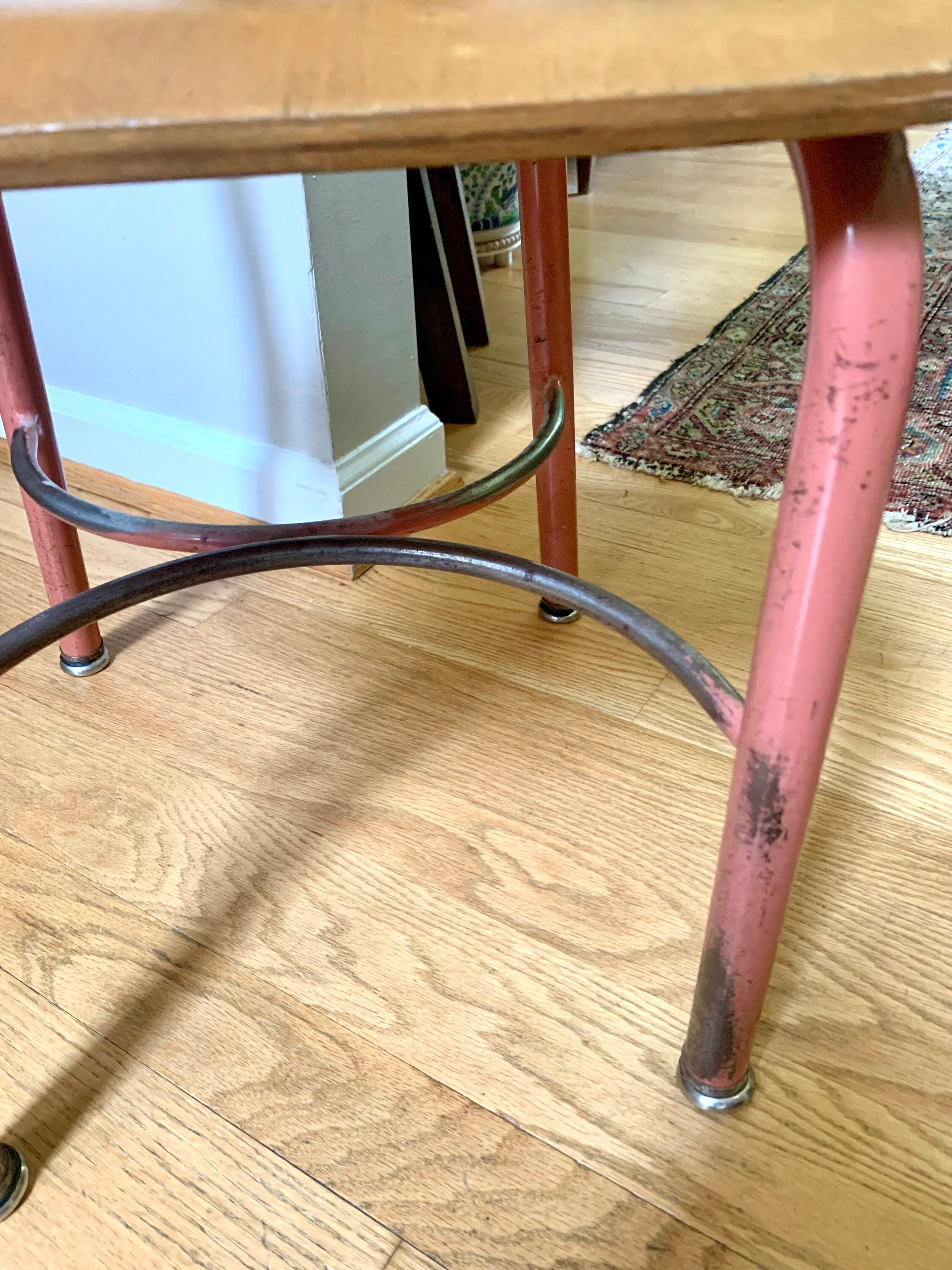 Vtg Heywood Wakefield Chair | Shabby Chic Metal School Chair | Chippy Paint Child's Seat | Pink Kid's Chair| Rustic Industrial Decor