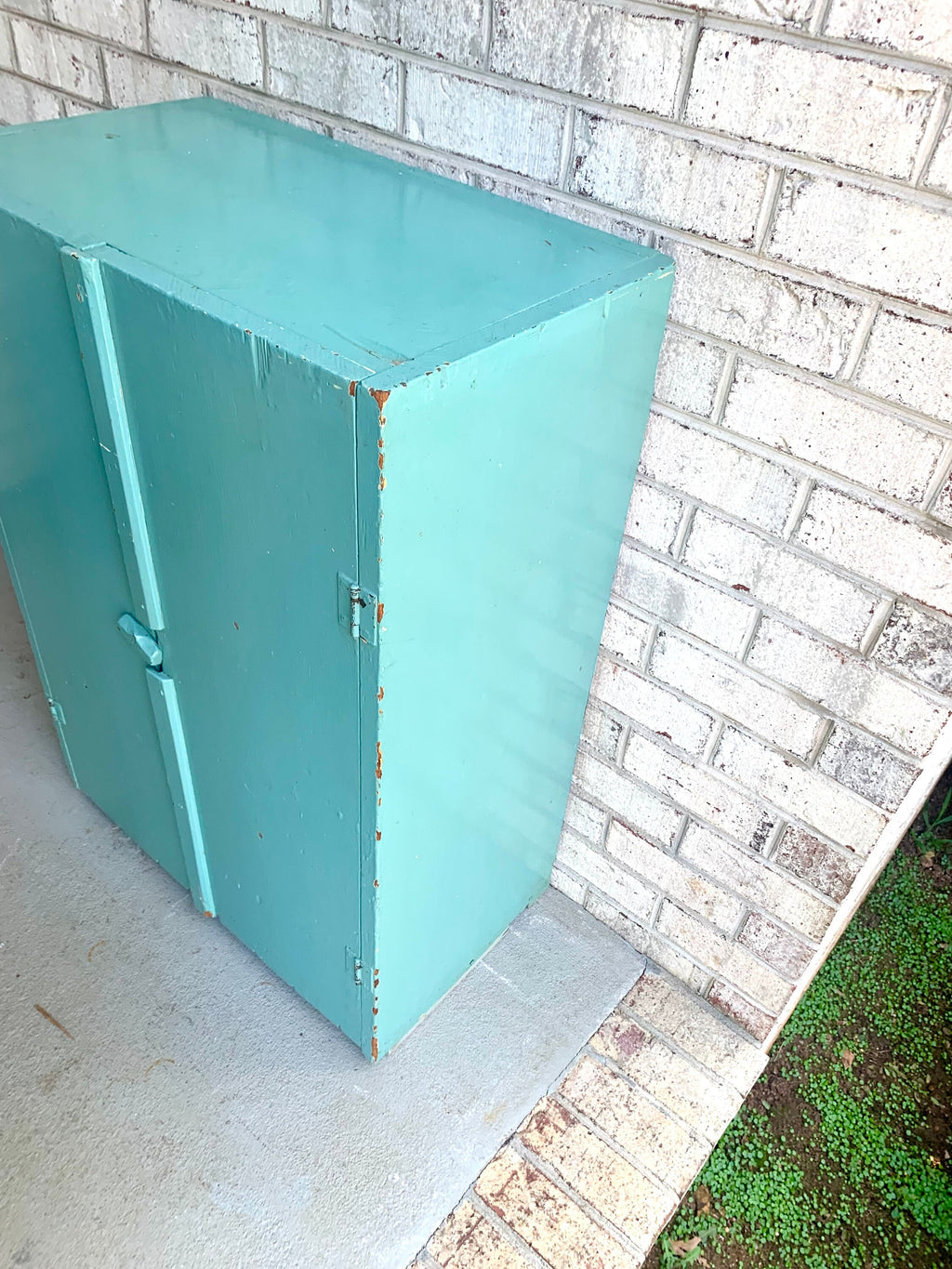 Primitive Wood Jelly Cabinet | Jelly Jar Cupboard | Rustic Turquoise Wood Pie Safe | Distressed Side Board Cabinet | Rustic Liquor Cabinet