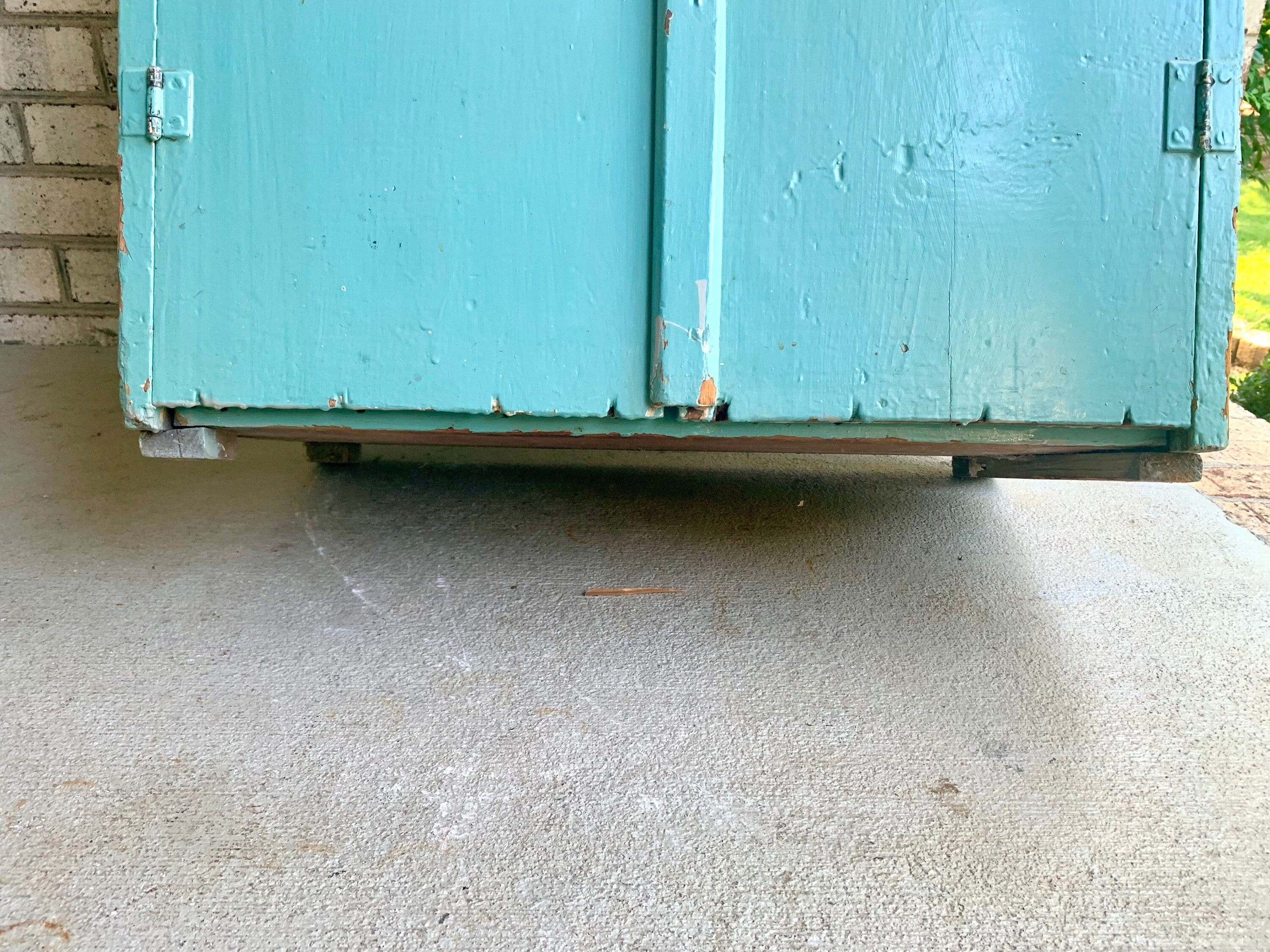 Primitive Wood Jelly Cabinet | Jelly Jar Cupboard | Rustic Turquoise Wood Pie Safe | Distressed Side Board Cabinet | Rustic Liquor Cabinet