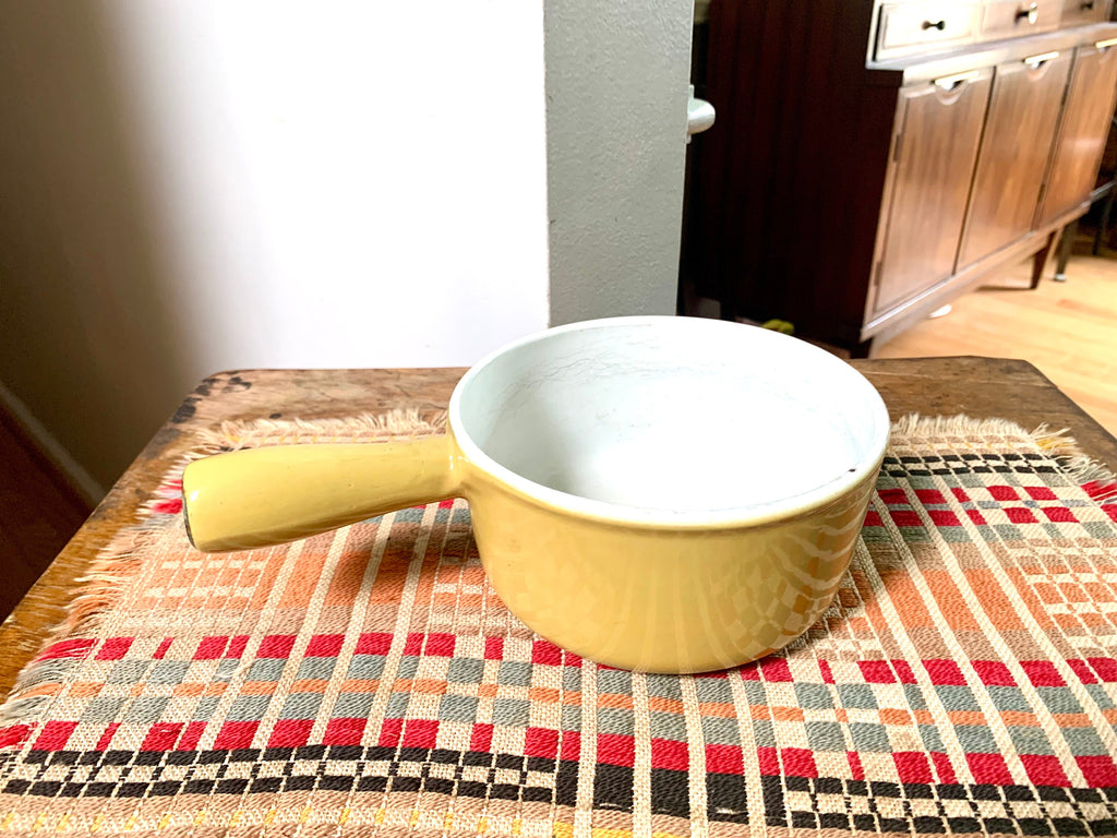 Vtg Descoware Cast Iron Enamel Pot | Yellow Color Enamel Pot with Lid | Descoware Yellow 7-A 14 | Belgium Pot