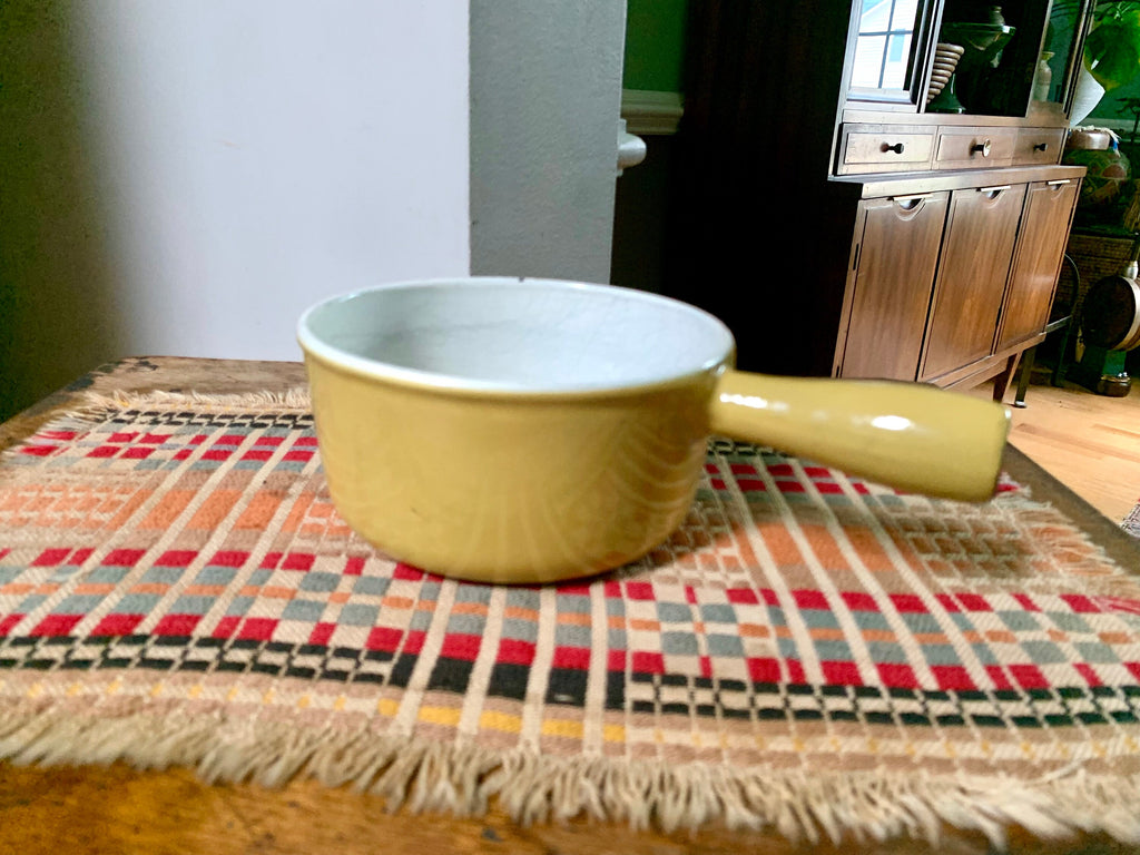 Vtg Descoware Cast Iron Enamel Pot | Yellow Color Enamel Pot with Lid | Descoware Yellow 7-A 14 | Belgium Pot