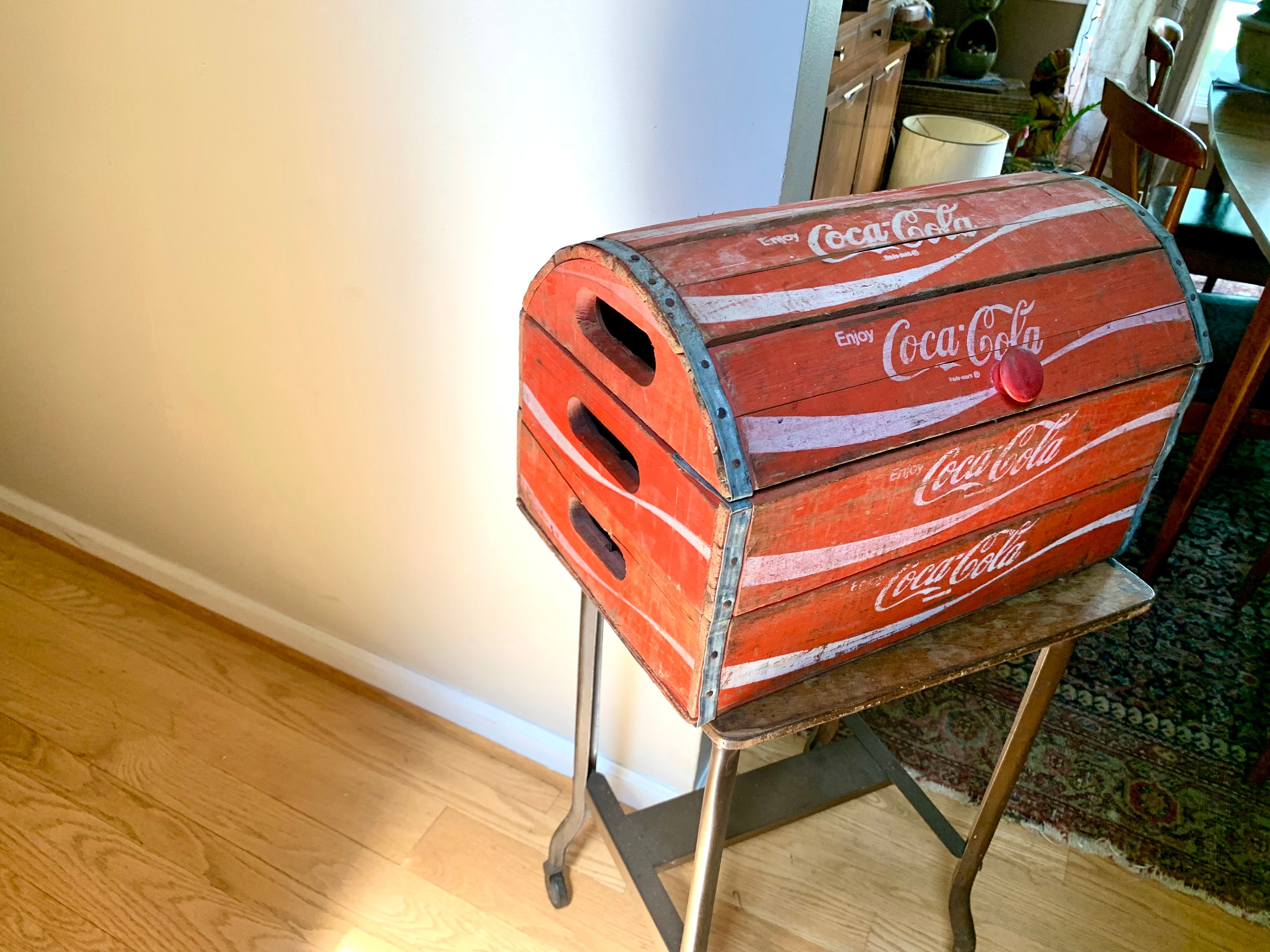 Vintage Coca-Cola Wood Crate Chest | Coca Cola Wood Trunk | Coca-Cola Storage Chest | Domed Top Coca Cola Crate | Unique Coke Chest