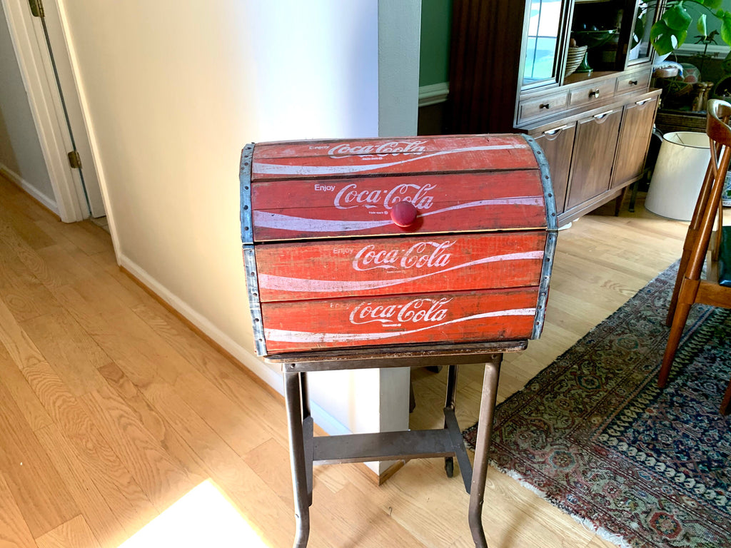 Vintage Coca-Cola Wood Crate Chest | Coca Cola Wood Trunk | Coca-Cola Storage Chest | Domed Top Coca Cola Crate | Unique Coke Chest