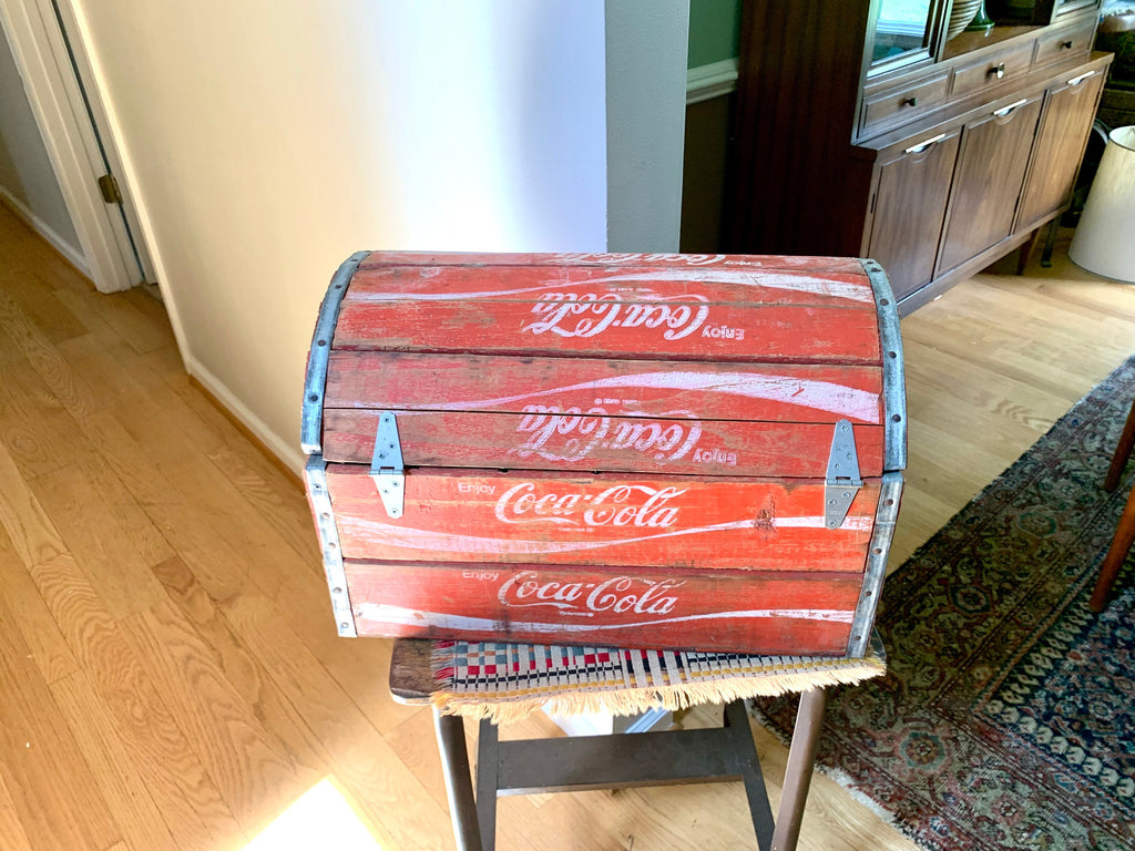 Vintage Coca-Cola Wood Crate Chest | Coca Cola Wood Trunk | Coca-Cola Storage Chest | Domed Top Coca Cola Crate | Unique Coke Chest