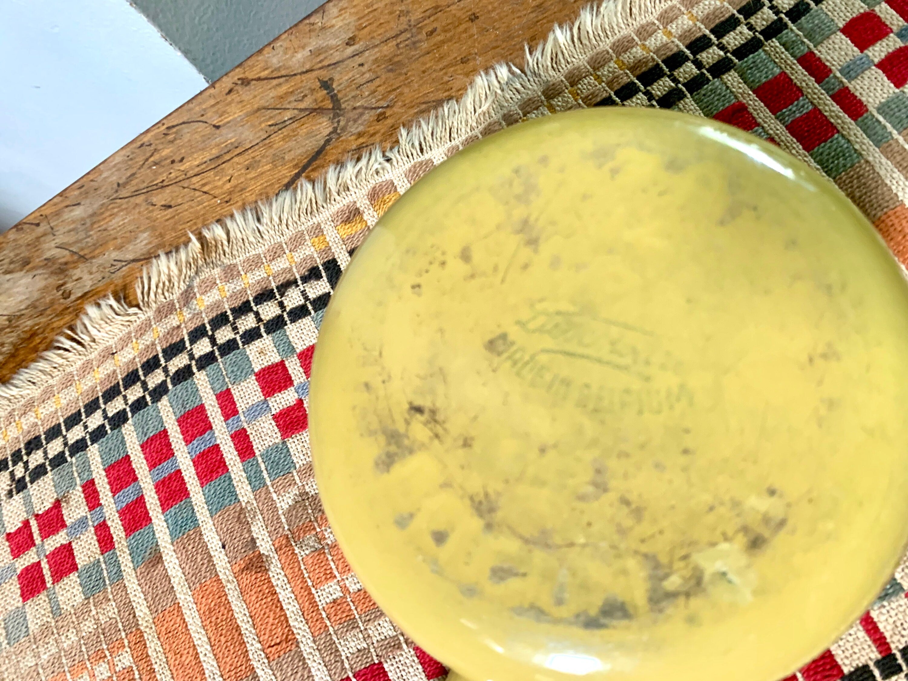 Vtg Descoware Cast Iron Enamel Pot | Yellow Color Enamel Pot with Lid | Descoware Yellow 7-A 14 | Belgium Pot