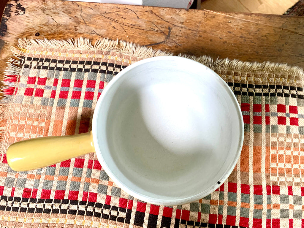 Vtg Descoware Cast Iron Enamel Pot | Yellow Color Enamel Pot with Lid | Descoware Yellow 7-A 14 | Belgium Pot