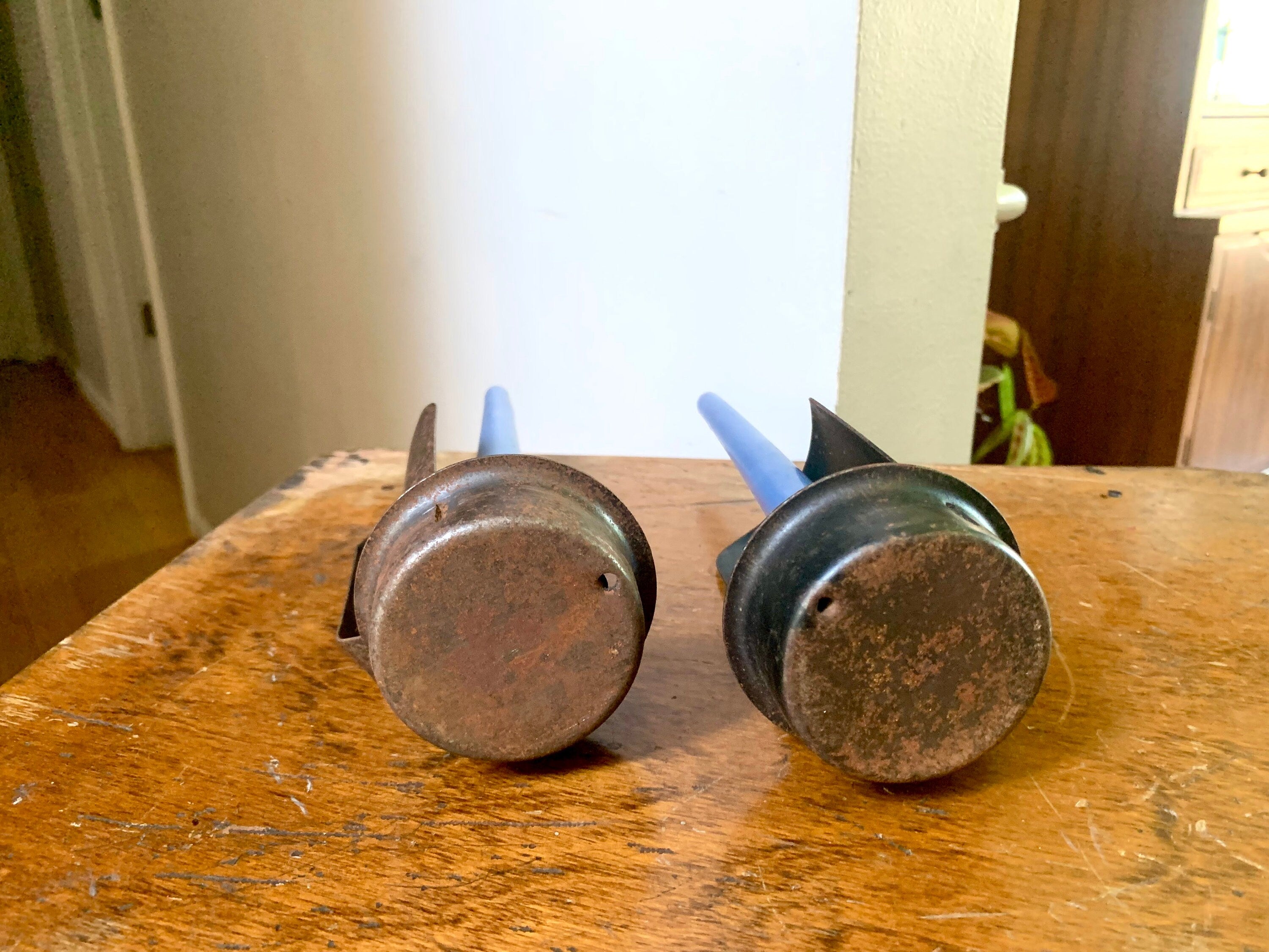 Pair of 2 Rustic Candleholders | Primitive Candleholders | Rustic Wall or Table Top Candleholders | Handheld Candlestick Holders