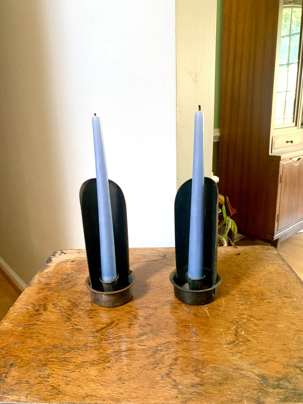 Pair of 2 Rustic Candleholders | Primitive Candleholders | Rustic Wall or Table Top Candleholders | Handheld Candlestick Holders