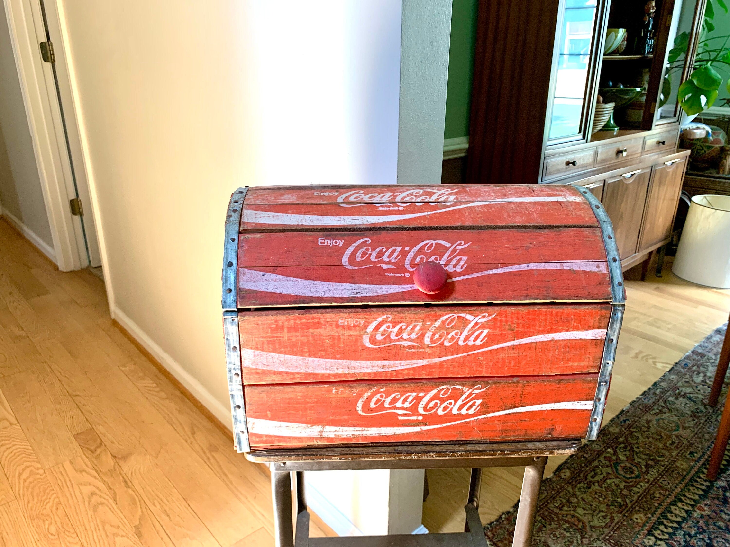 Vintage Coca-Cola Wood Crate Chest | Coca Cola Wood Trunk | Coca-Cola Storage Chest | Domed Top Coca Cola Crate | Unique Coke Chest