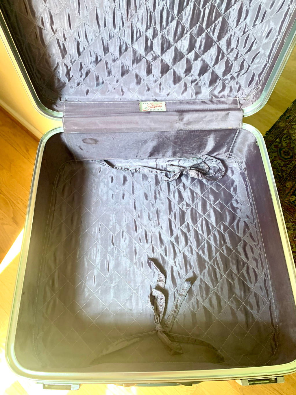 Vintage Square Blue Hardshell Suitcase | Mid Century Skyway Vinyl Travel Case | Mid Century Skyway Suitcase | 60's Travel Case | Weekender Bag