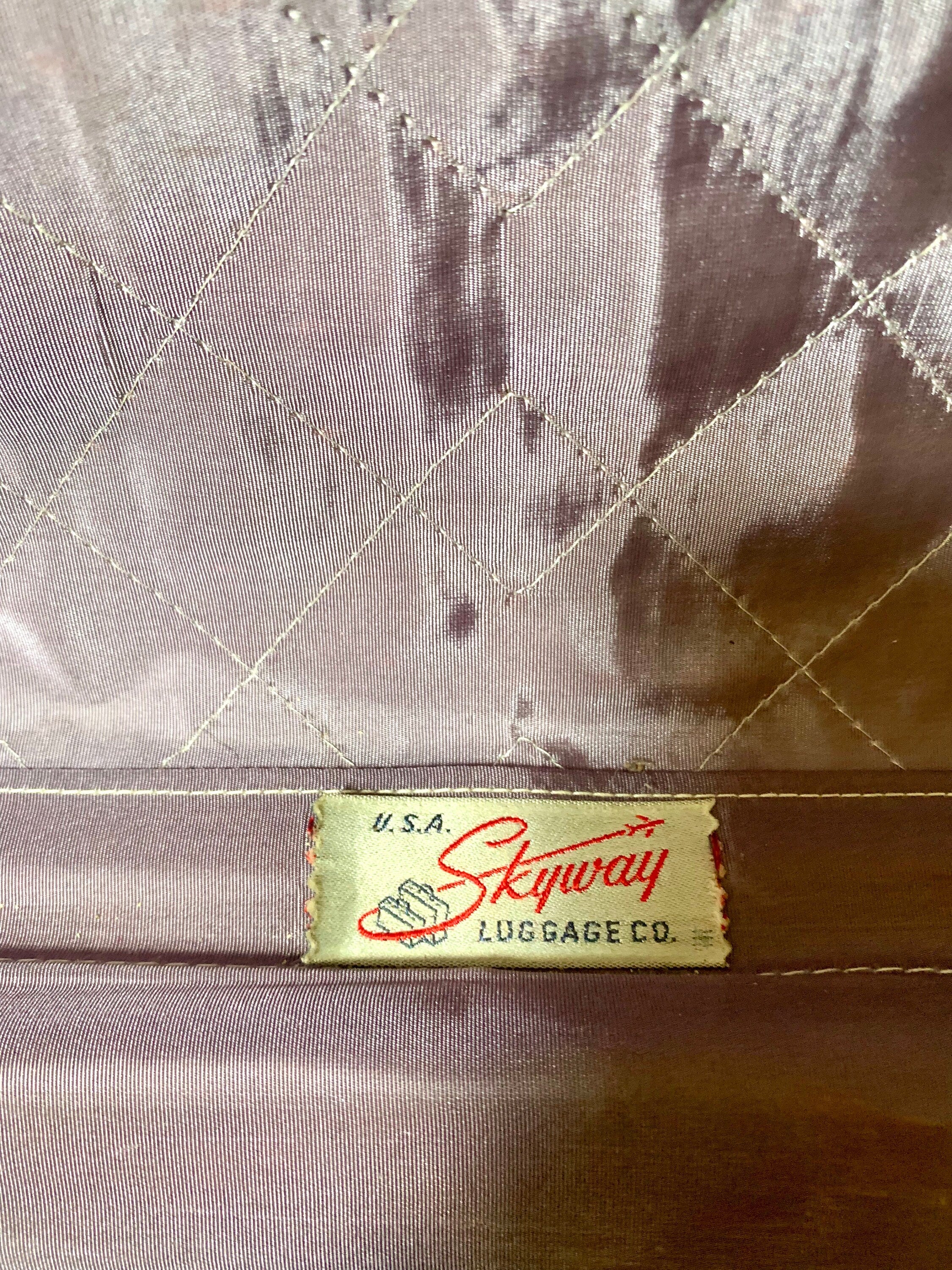 Vintage Square Blue Hardshell Suitcase | Mid Century Skyway Vinyl Travel Case | Mid Century Skyway Suitcase | 60's Travel Case | Weekender Bag