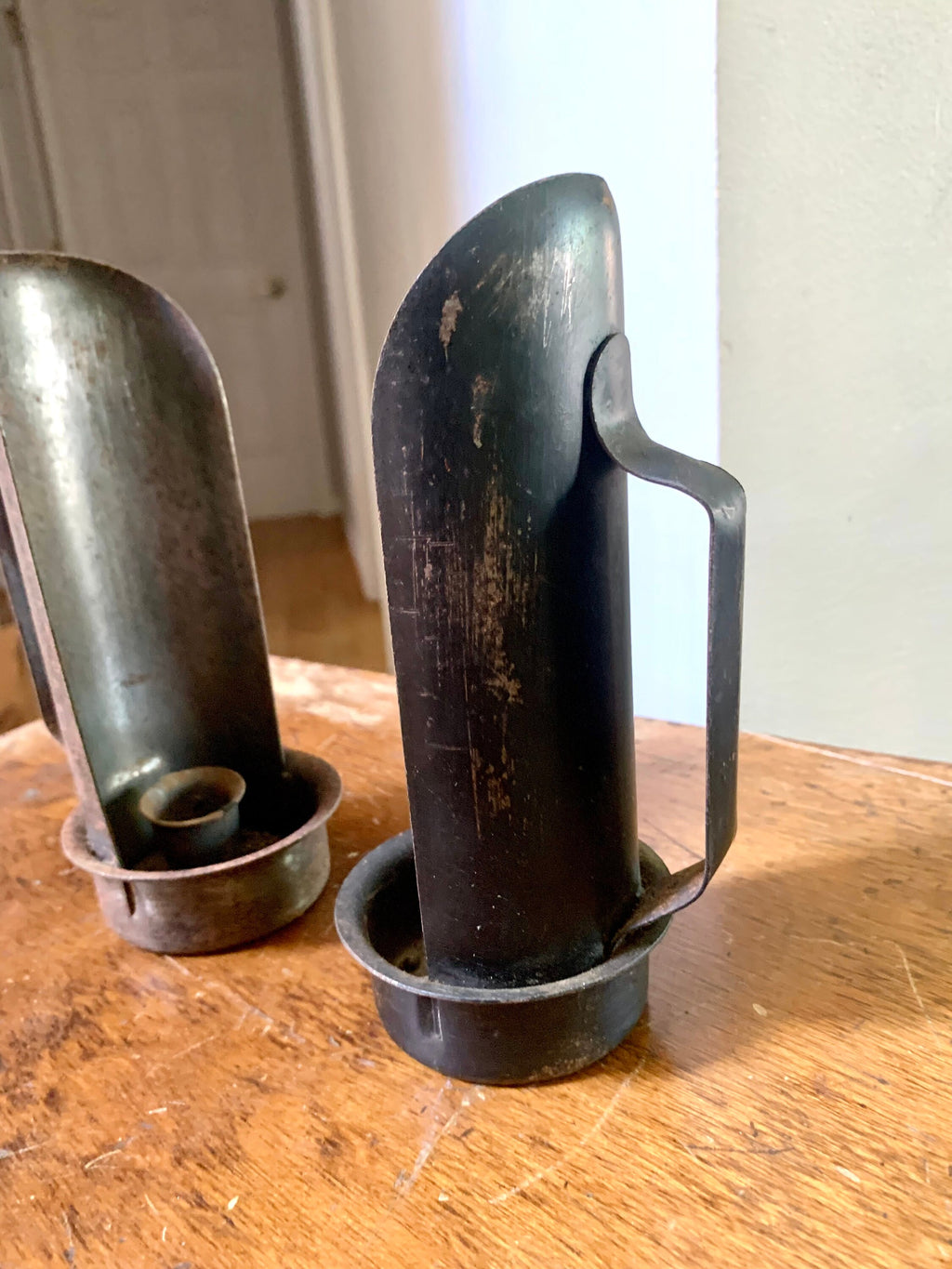 Pair of 2 Rustic Candleholders | Primitive Candleholders | Rustic Wall or Table Top Candleholders | Handheld Candlestick Holders