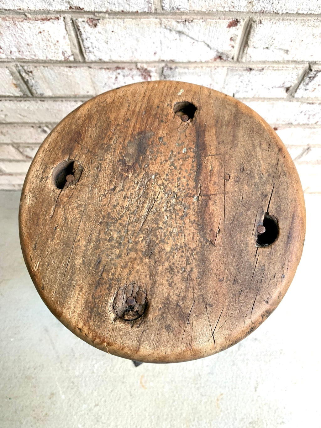 Primitive Wood Stool | Black Wood Distressed Stool | Skinny Wood Rustic Stool | Black Wood Plant Stand | Farmhouse Decor