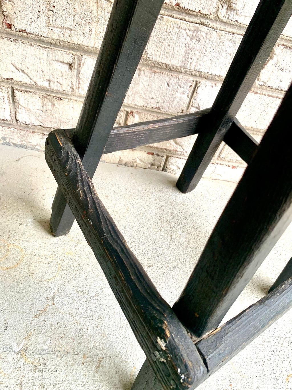 Primitive Wood Stool | Black Wood Distressed Stool | Skinny Wood Rustic Stool | Black Wood Plant Stand | Farmhouse Decor