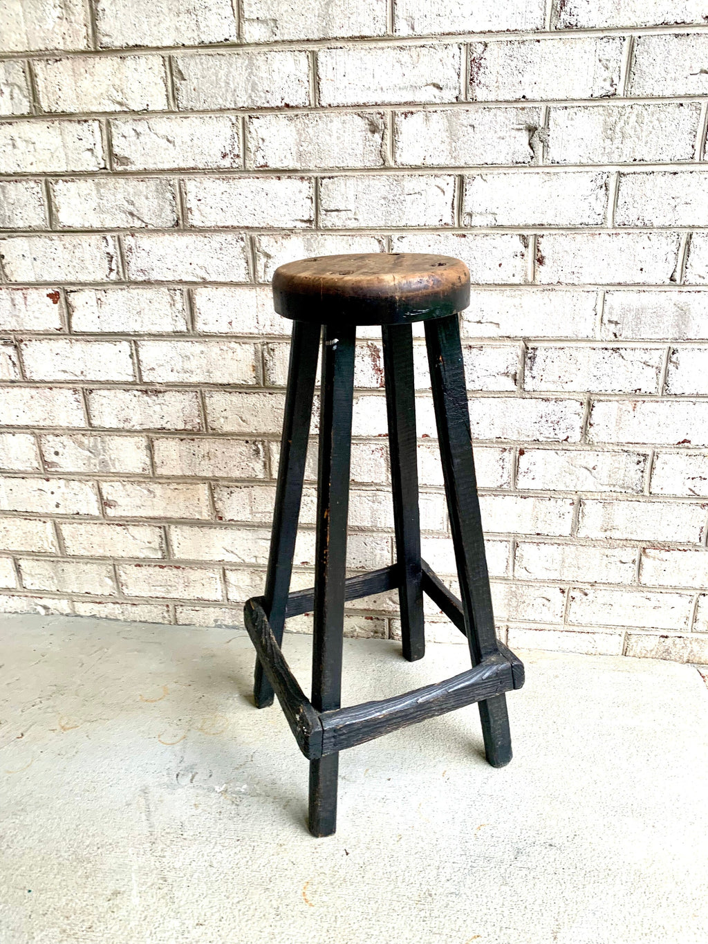 Primitive Wood Stool | Black Wood Distressed Stool | Skinny Wood Rustic Stool | Black Wood Plant Stand | Farmhouse Decor