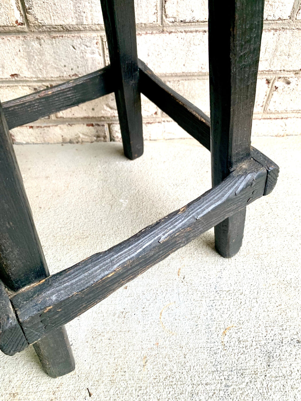 Primitive Wood Stool | Black Wood Distressed Stool | Skinny Wood Rustic Stool | Black Wood Plant Stand | Farmhouse Decor