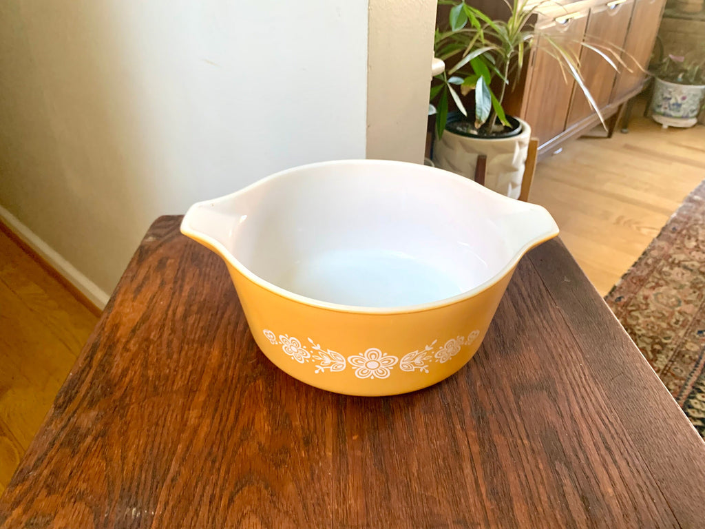 Vtg Pyrex 475 Butterfly Gold Casserole Dishes | Butterfly Gold Pyrex Casserole Dish | 2 1/2 Qt. Pyrex Dish