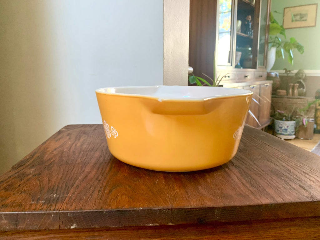 Vtg Pyrex 475 Butterfly Gold Casserole Dishes | Butterfly Gold Pyrex Casserole Dish | 2 1/2 Qt. Pyrex Dish