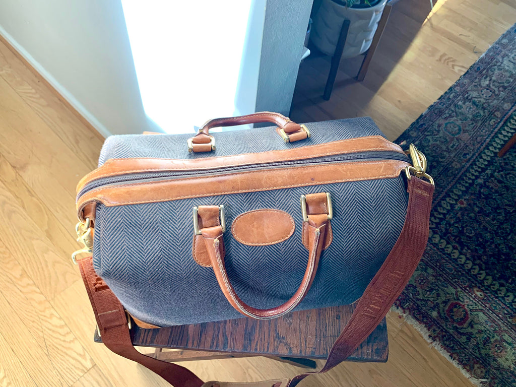 Vtg French Company Tweed Shoulder Bag | Tweed French Weekender Bag | MCM Tweed Bag |Tweed Crossbody Bag