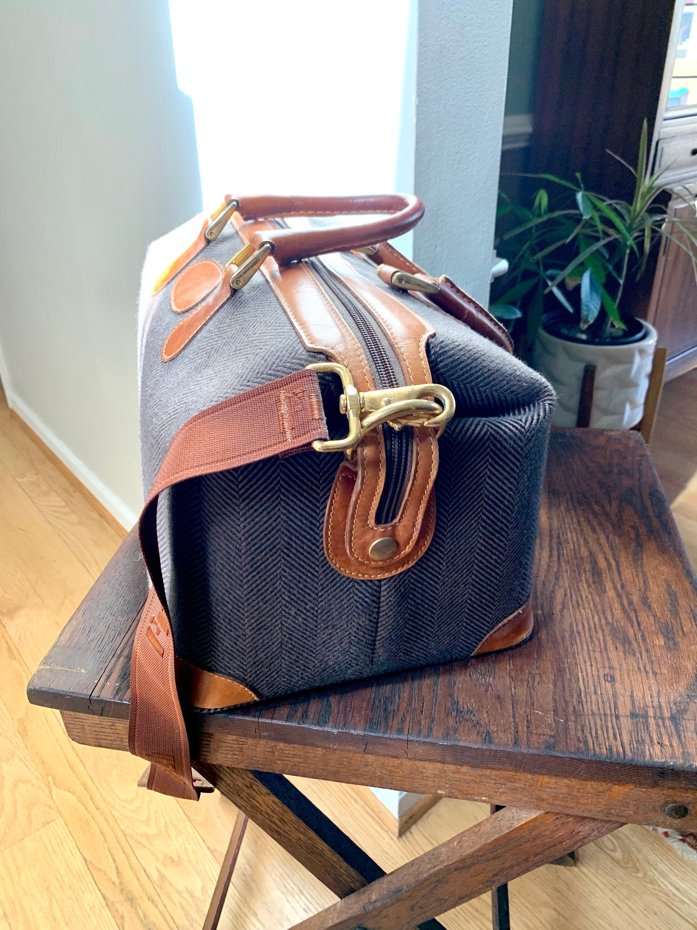 Vtg French Company Tweed Shoulder Bag | Tweed French Weekender Bag | MCM Tweed Bag |Tweed Crossbody Bag