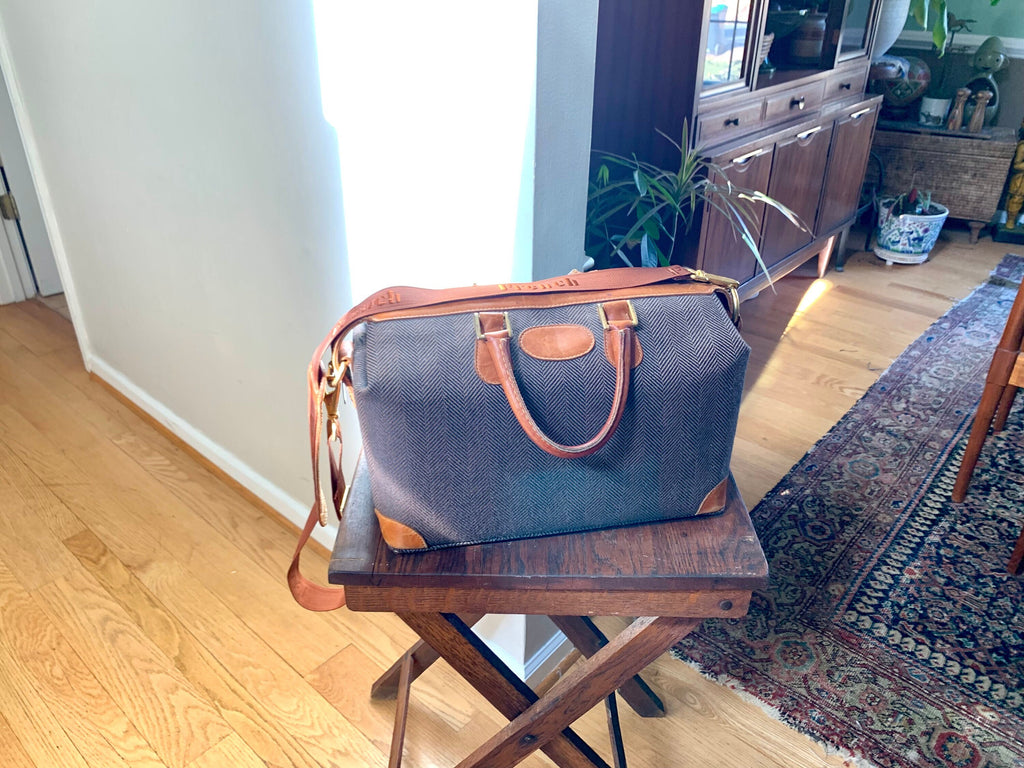 Vtg French Company Tweed Shoulder Bag | Tweed French Weekender Bag | MCM Tweed Bag |Tweed Crossbody Bag