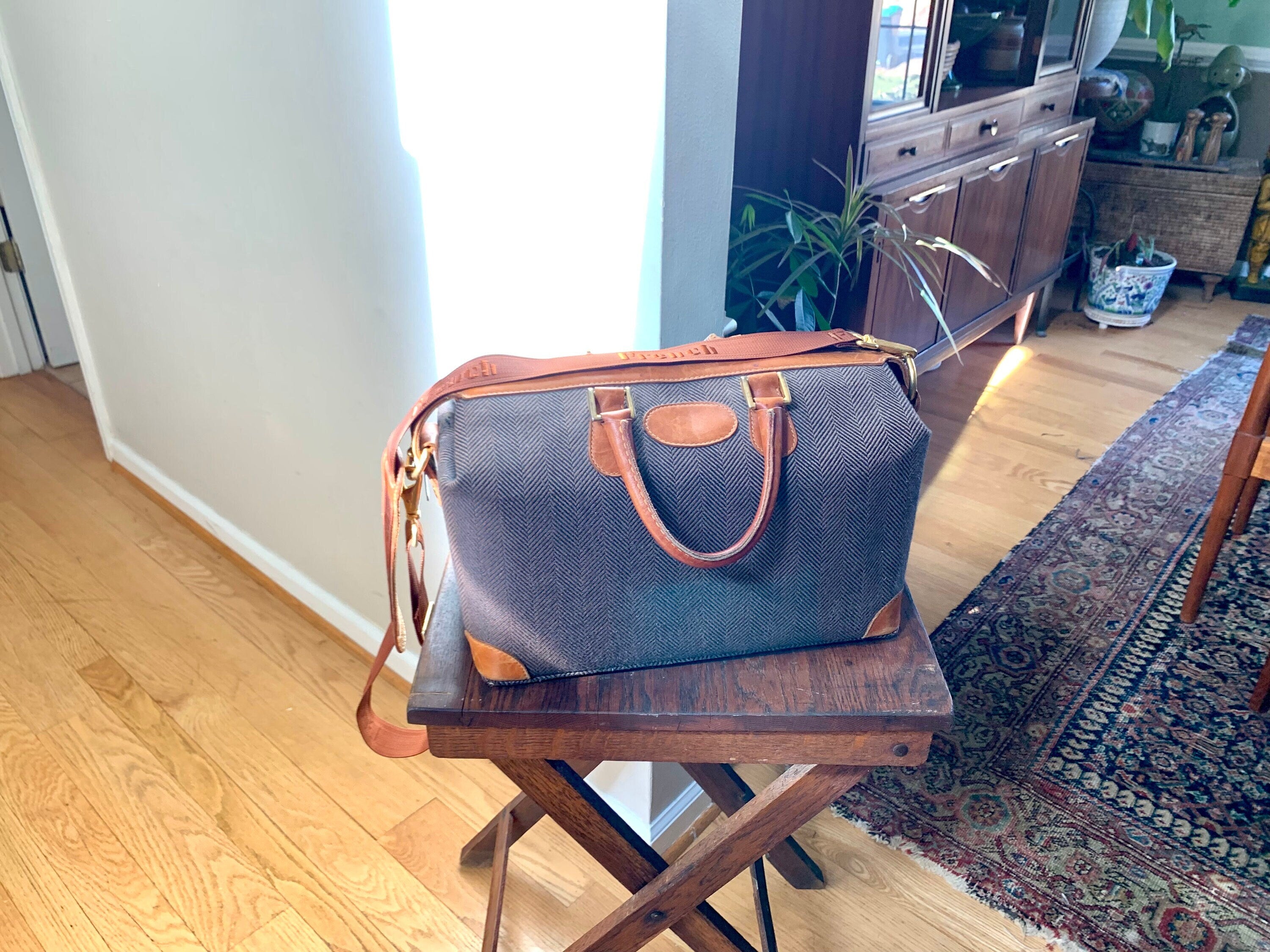 Vtg French Company Tweed Shoulder Bag | Tweed French Weekender Bag | MCM Tweed Bag |Tweed Crossbody Bag