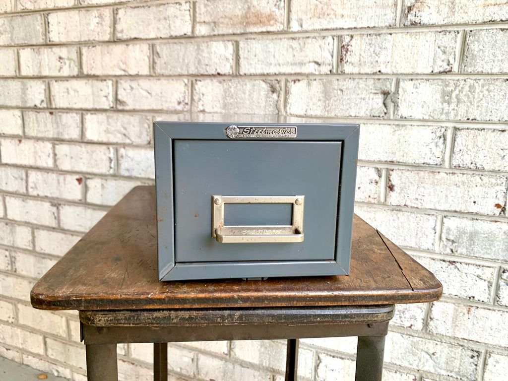 Vtg Rustic Steelmaster Cabinet | Metal Index Card Catalog | Single Drawer Storage | Industrial Storage Bin | Library Card Cabinet
