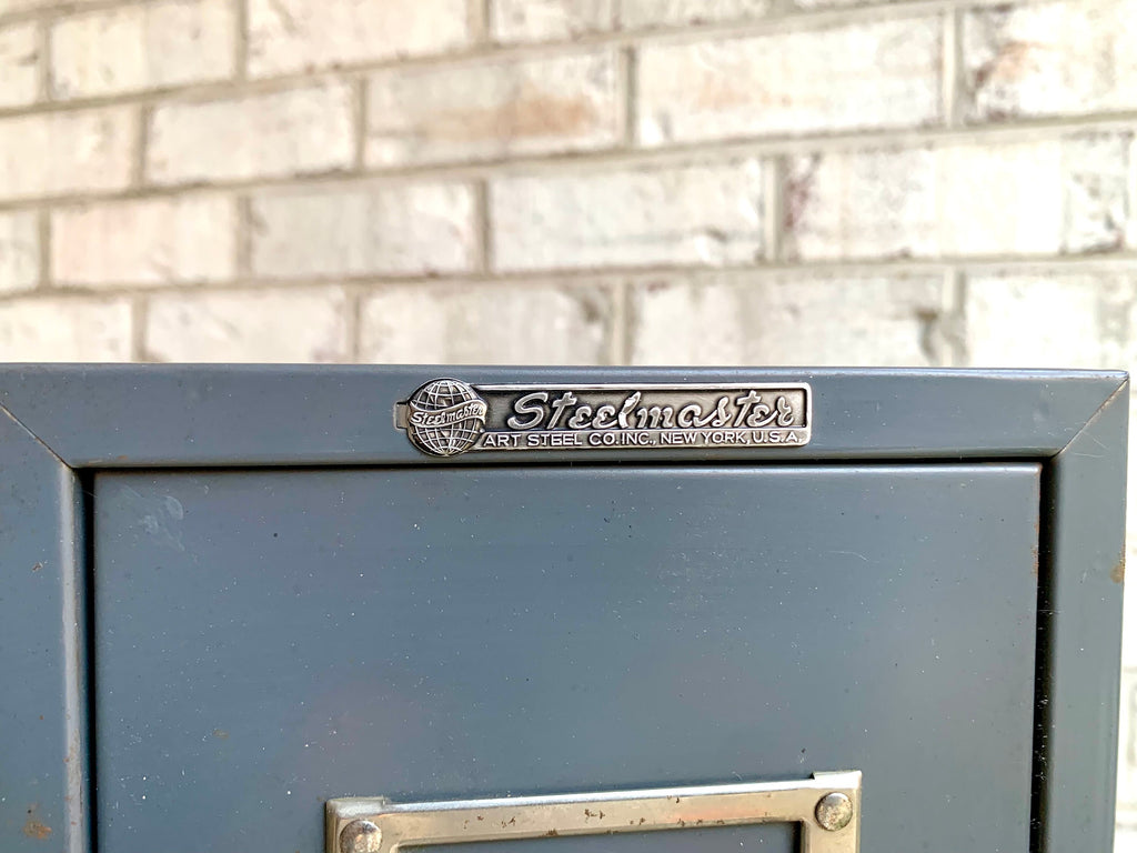 Vtg Rustic Steelmaster Cabinet | Metal Index Card Catalog | Single Drawer Storage | Industrial Storage Bin | Library Card Cabinet