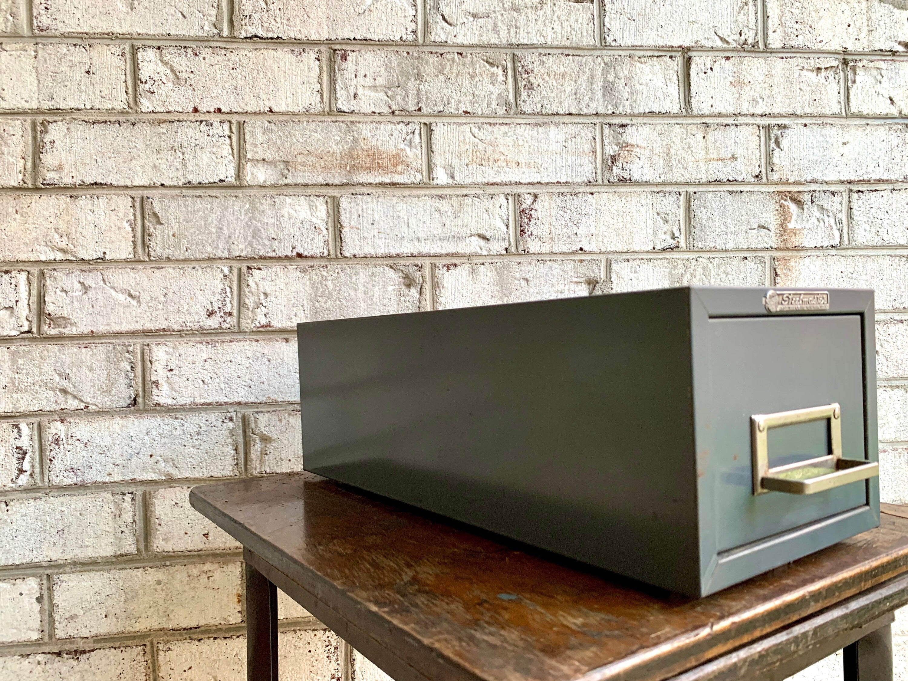 Vtg Rustic Steelmaster Cabinet | Metal Index Card Catalog | Single Drawer Storage | Industrial Storage Bin | Library Card Cabinet