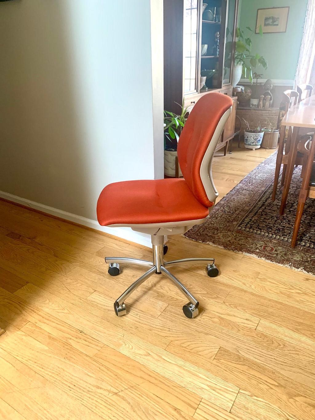 Vtg Steelcase Desk Chair | Orange MCM Swivel Chair | Padded Office Chair | Adjustable Swivel Chair | Executive Office Chair | Level INOP